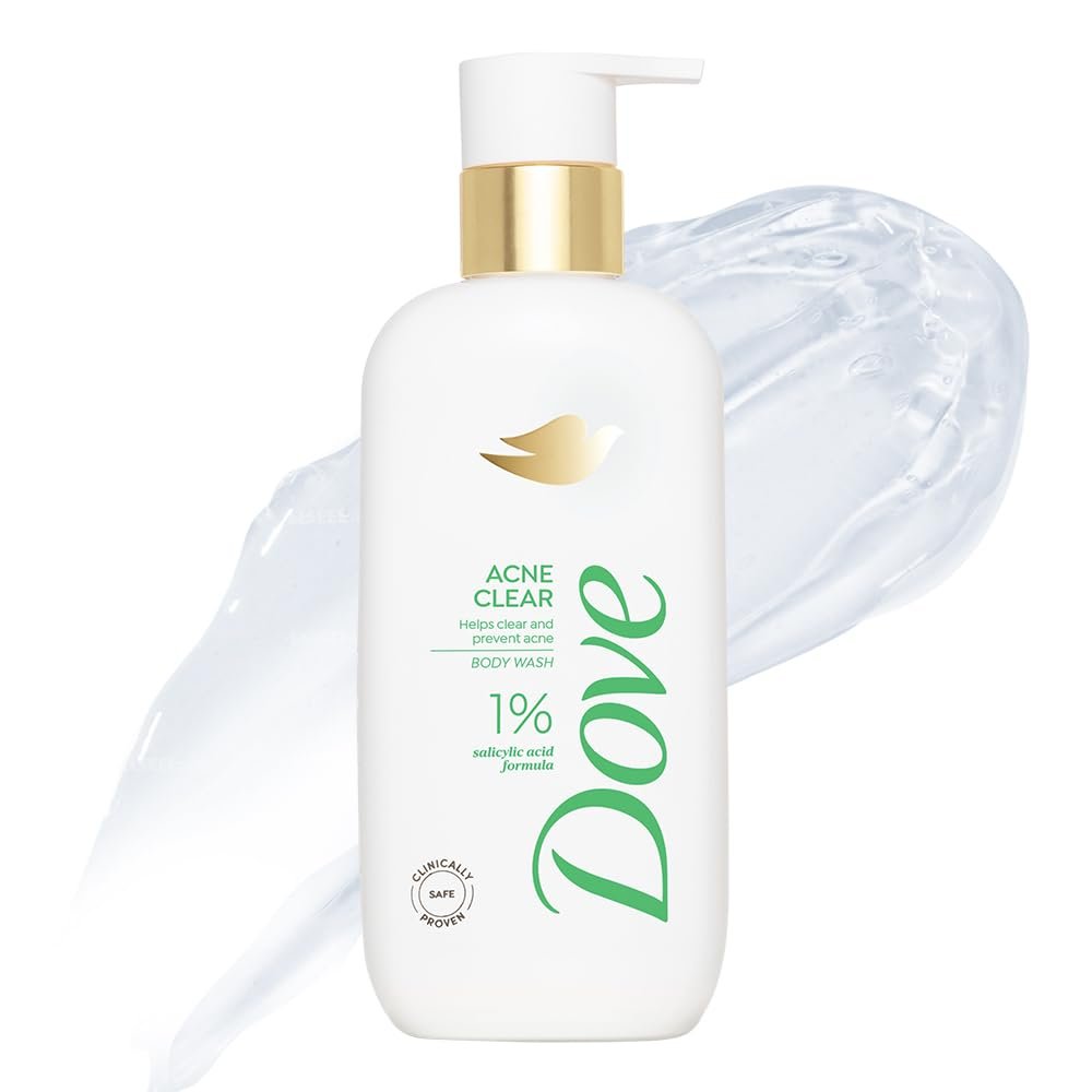 Dove Acne Clear Serum Body Wash|1% Salicylic Acid Formula| Clears Mysore Sandal Soap pack of 3 (450 g)