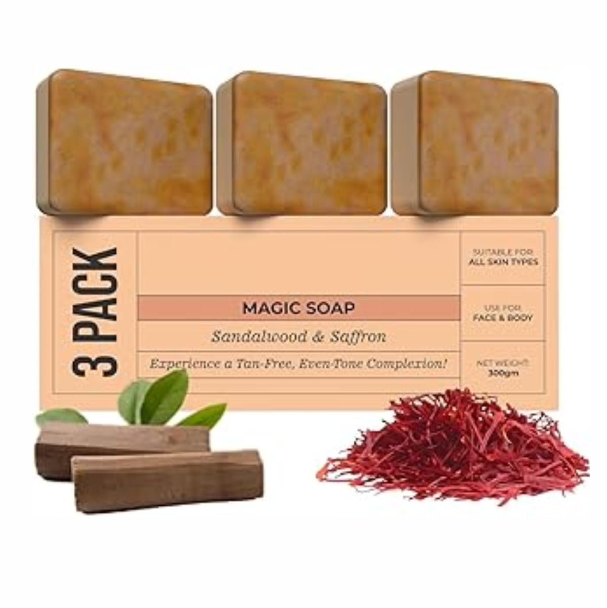 Ghar Magic Soap Tan Removal | Sandalwood & Saffron Magic Ghar Soaps Sandalwood & Saffron Magic Soap 300 g
