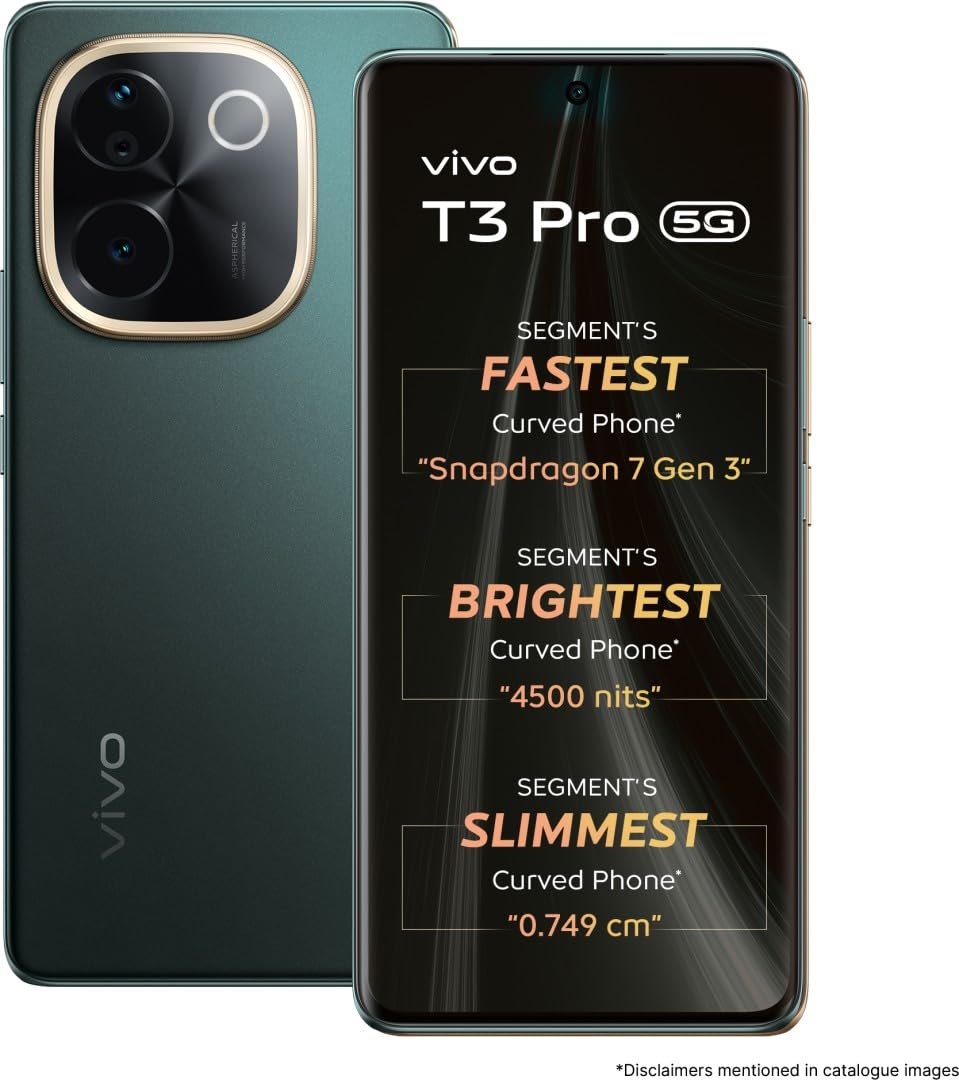 vivo T3 Pro 5G (Emerald Green, 8GB RAM+ 128GB Storage) iQOO Z9s 5G (Onyx Green