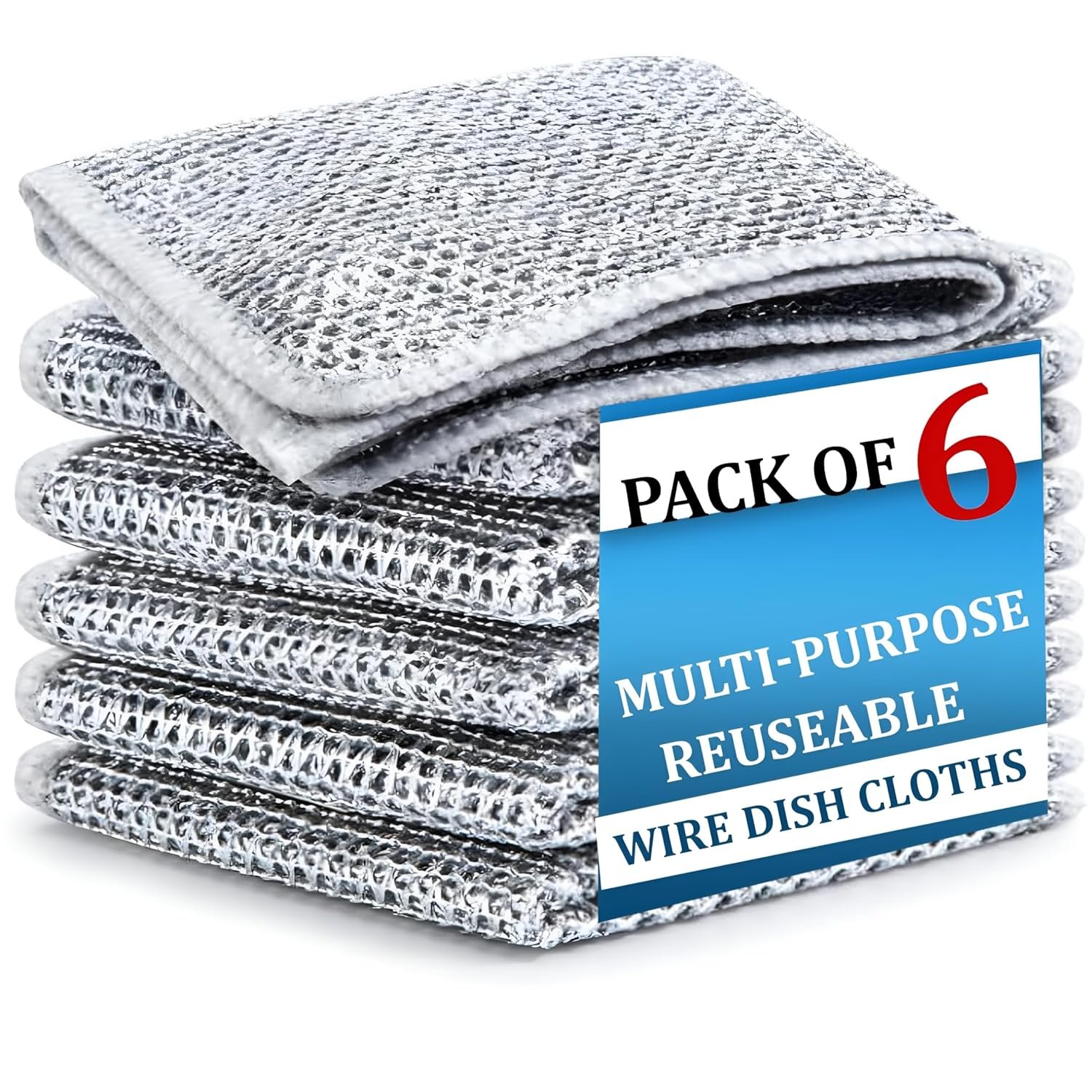 DALUCI 6 Pcs Non-Scratch Steel Wire Dishwashing Cloth | Heavy-Duty best deals
