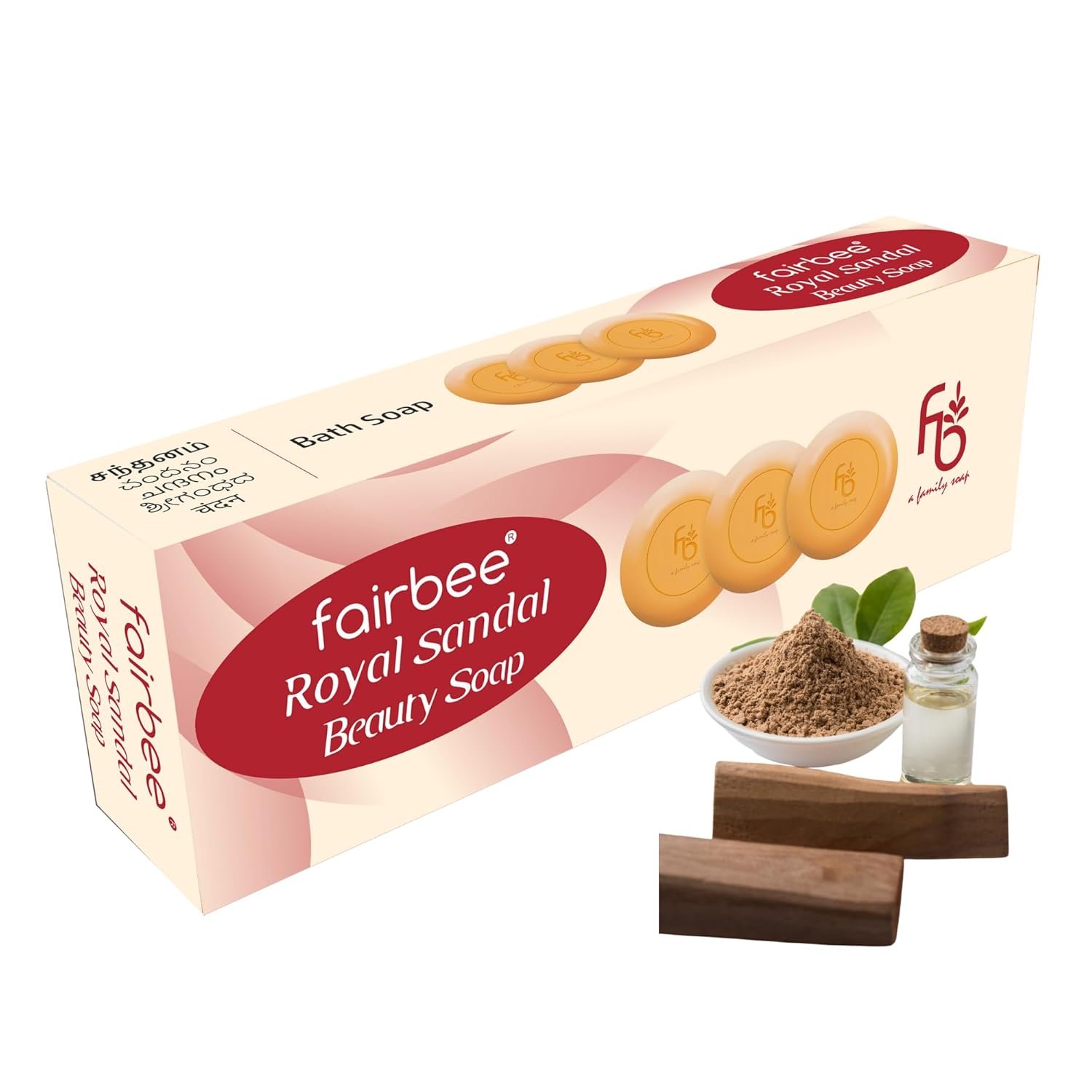 Fairbee Royal Sandal Soap - Grade 1 For Men, Women Mysore Sandal Soap pack of 3 (450 g)