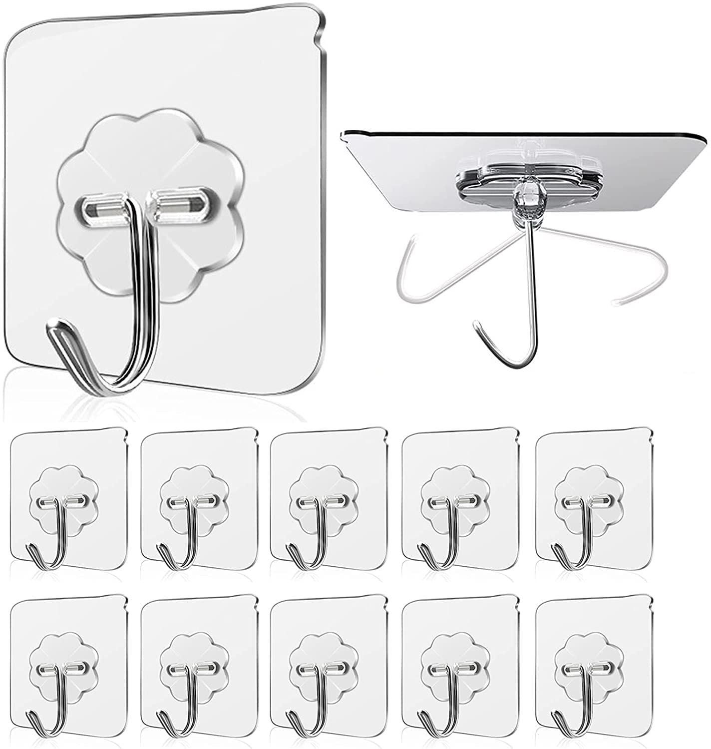 JIALTO Adhesive Hooks Kitchen Wall Hooks-Heavy Duty 13.2lb(Max) Nail Free home kitchen