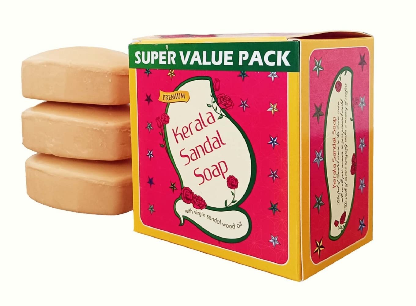 Kerala Sandal Soap Value Pack,125 g - Pack of 3 Mysore Sandal Soap pack of 3 (450 g)