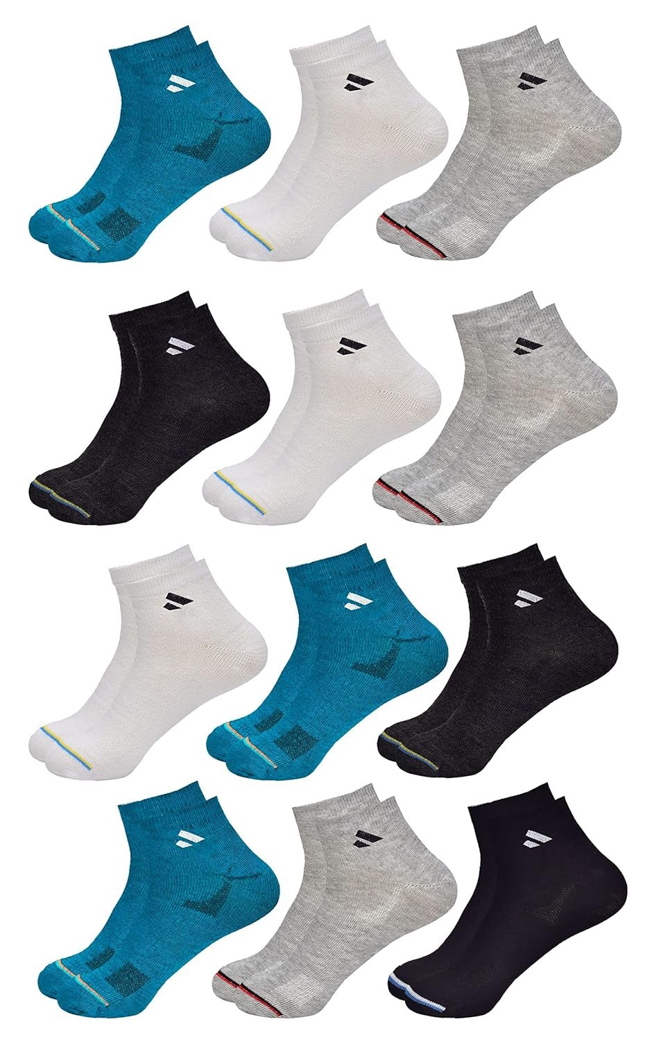 SJeware 12 Pairs Solid Cotton Ankle Length Socks for Men best deals