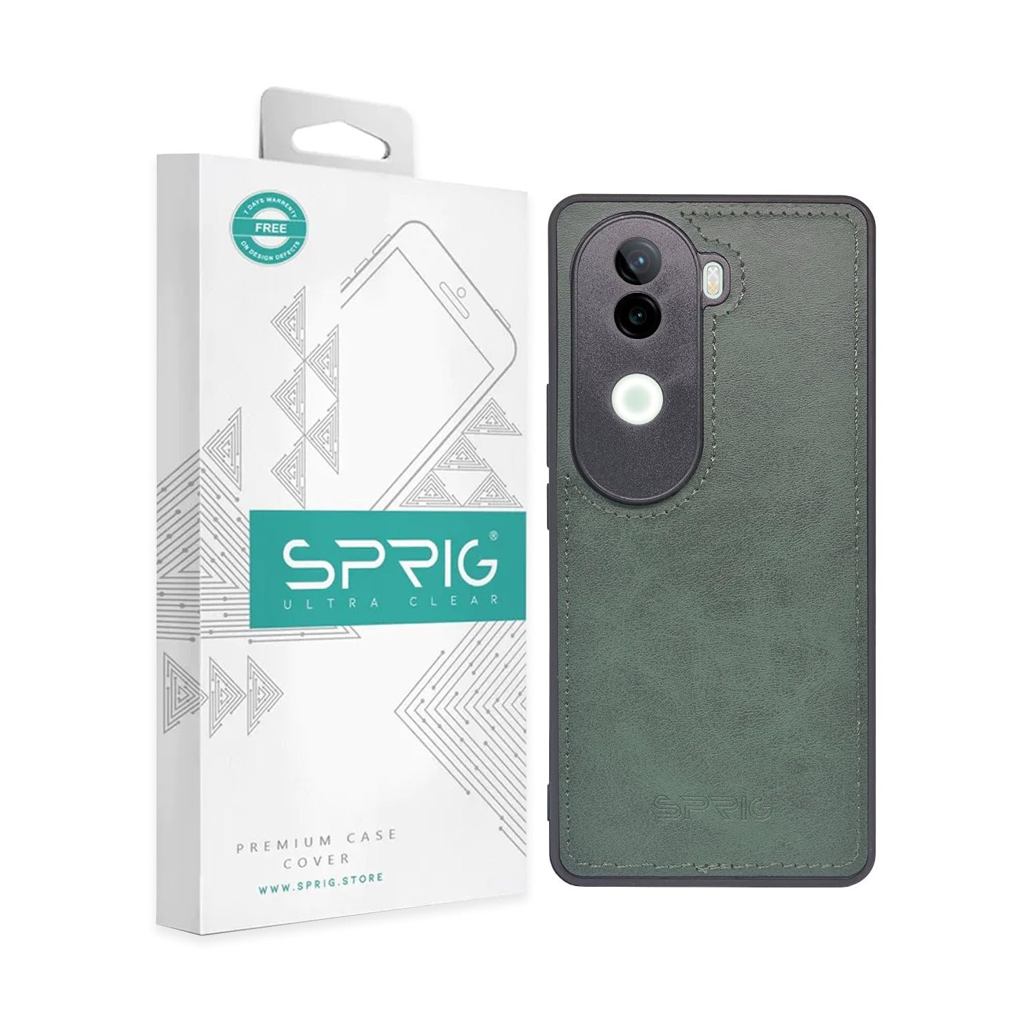 SPRIG Compatible with IQOO Z9s Matte PU Leather TPU Premium iQOO Z9s 5G (Onyx Green