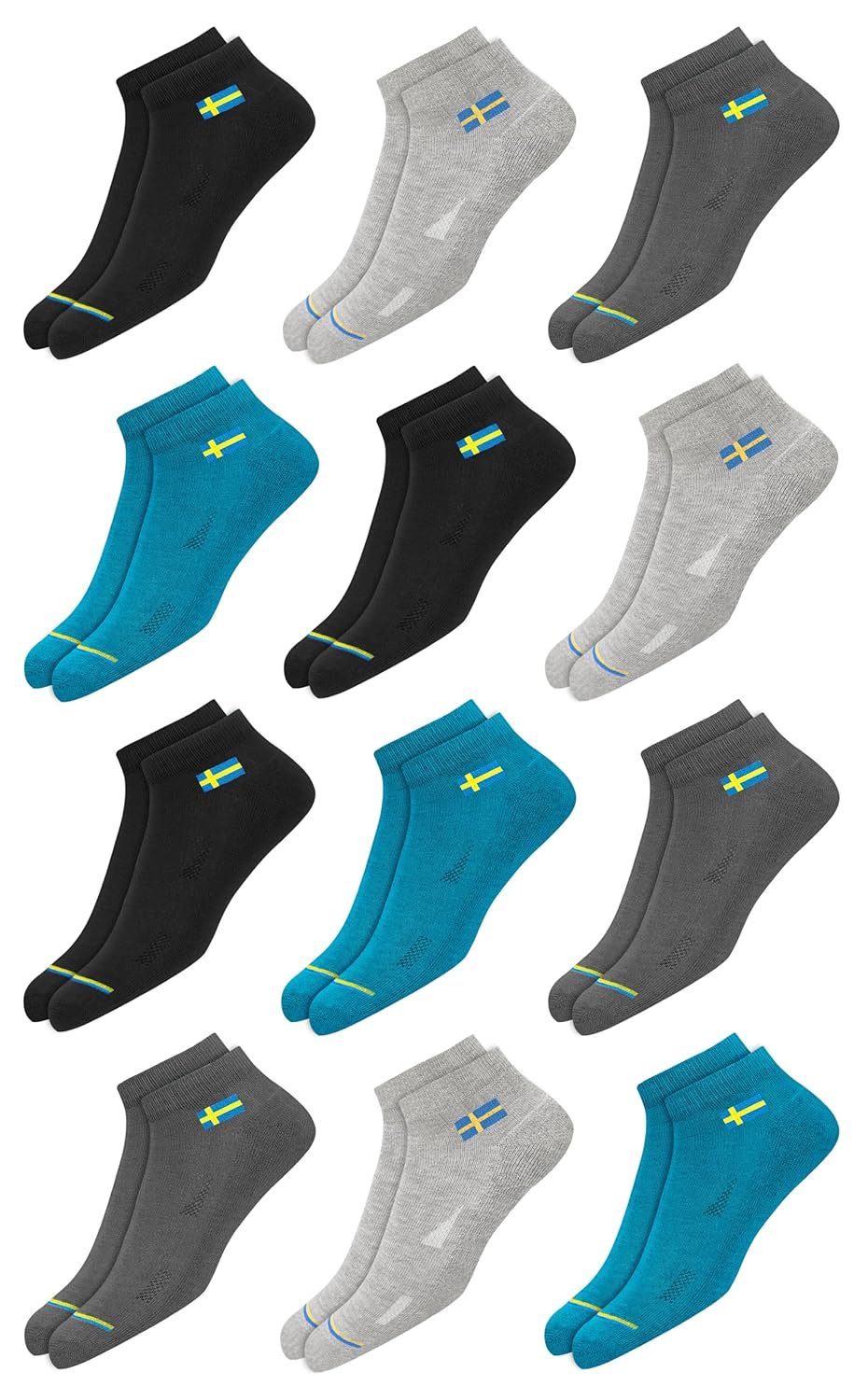 SWAGR 12 Pairs Solid Cotton Ankle Length Socks for Men best deals