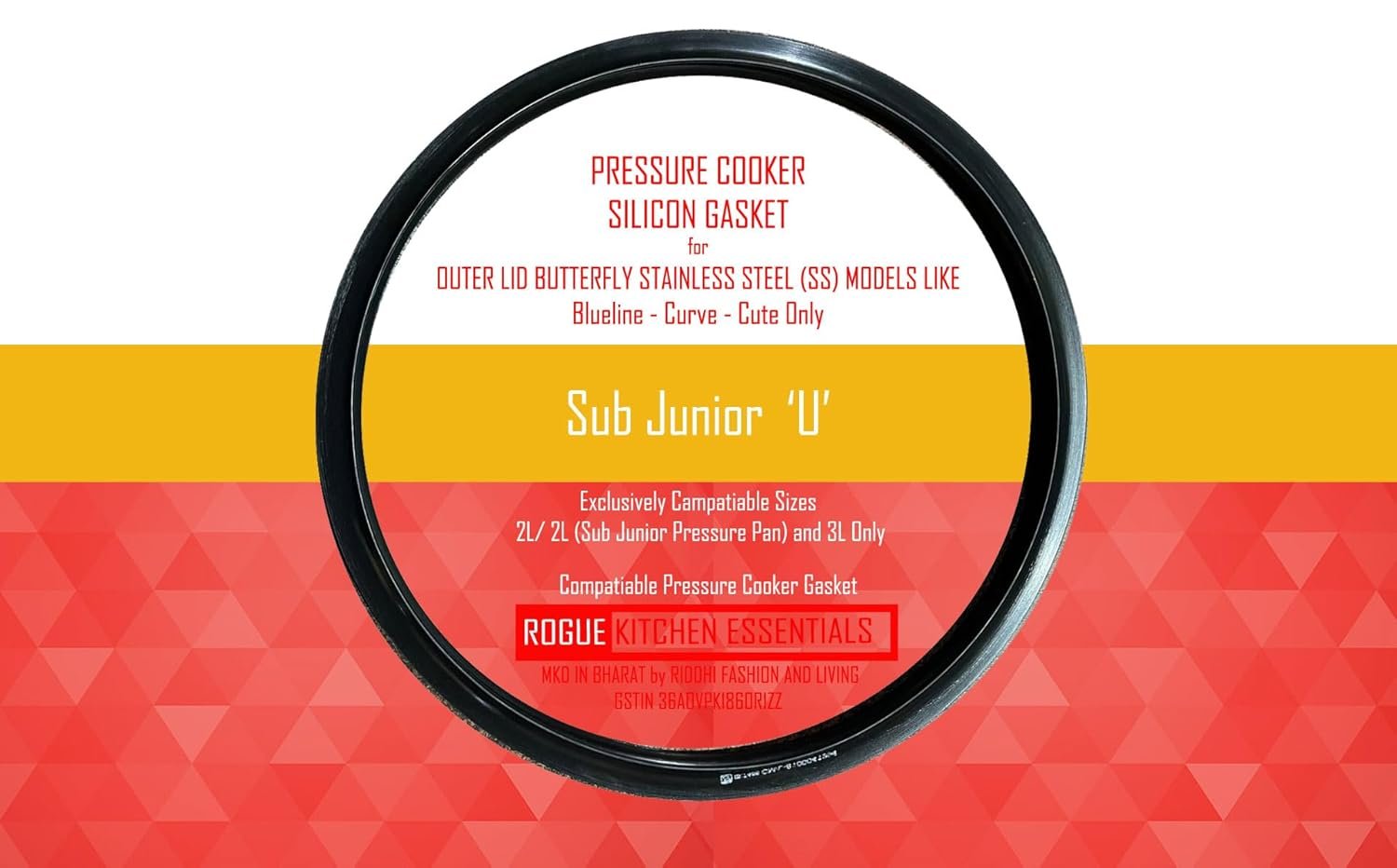 "Sub Junior - U" Silicon Gasket Exculsively Compatiable with Butterfly Butterfly Curve 3 Litre Pressure Cooker