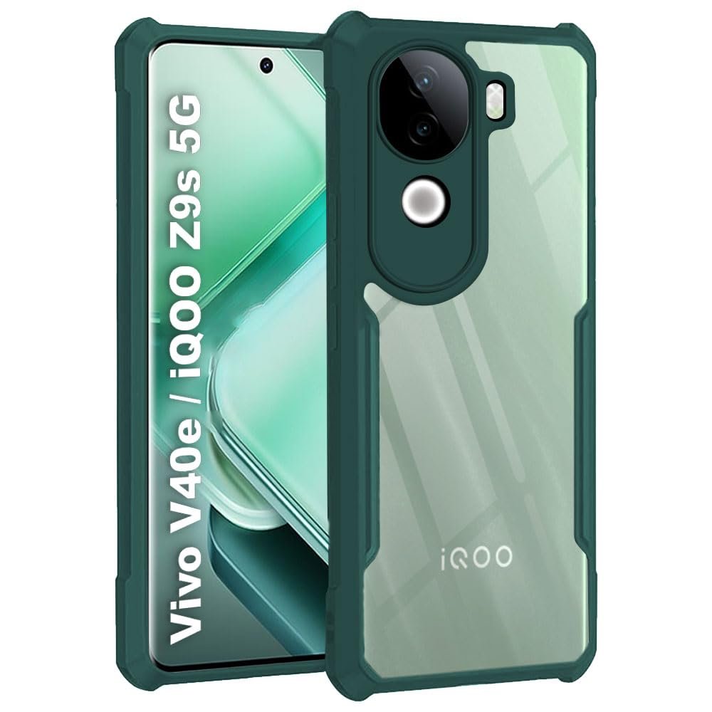 TheGiftKart Shockproof Crystal Clear Back Cover Case for Vivo V40e iQOO Z9s 5G (Onyx Green