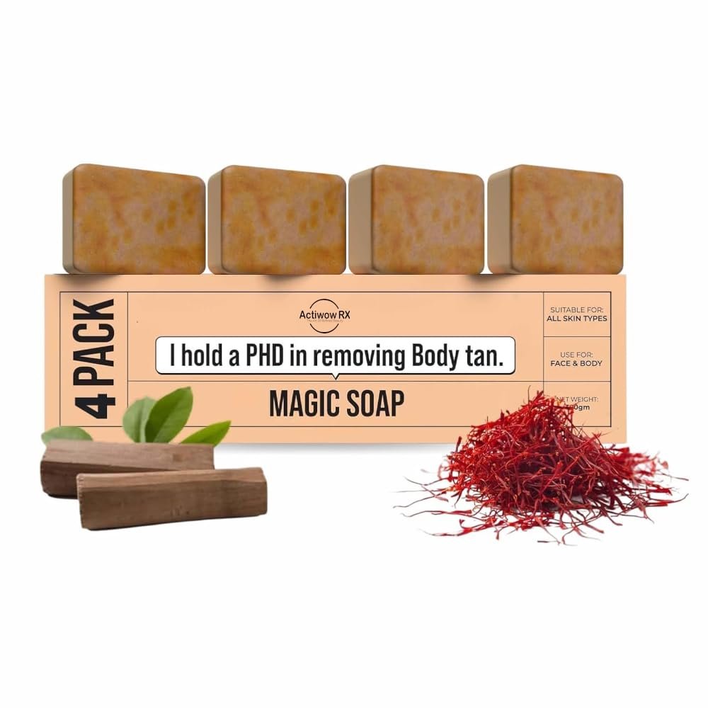 ActiwowRx Magic Soap for Body Tan Removal | Saffron & Ghar Soaps Sandalwood & Saffron Magic Soap 300 g