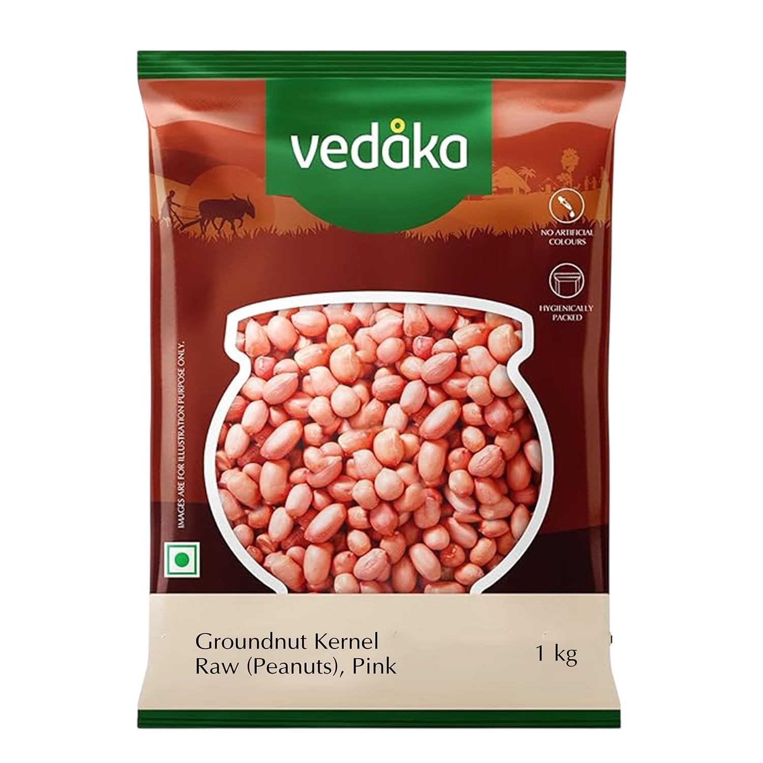 Amazon Brand - Vedaka Raw Peanuts, Pink, 1kg grocery