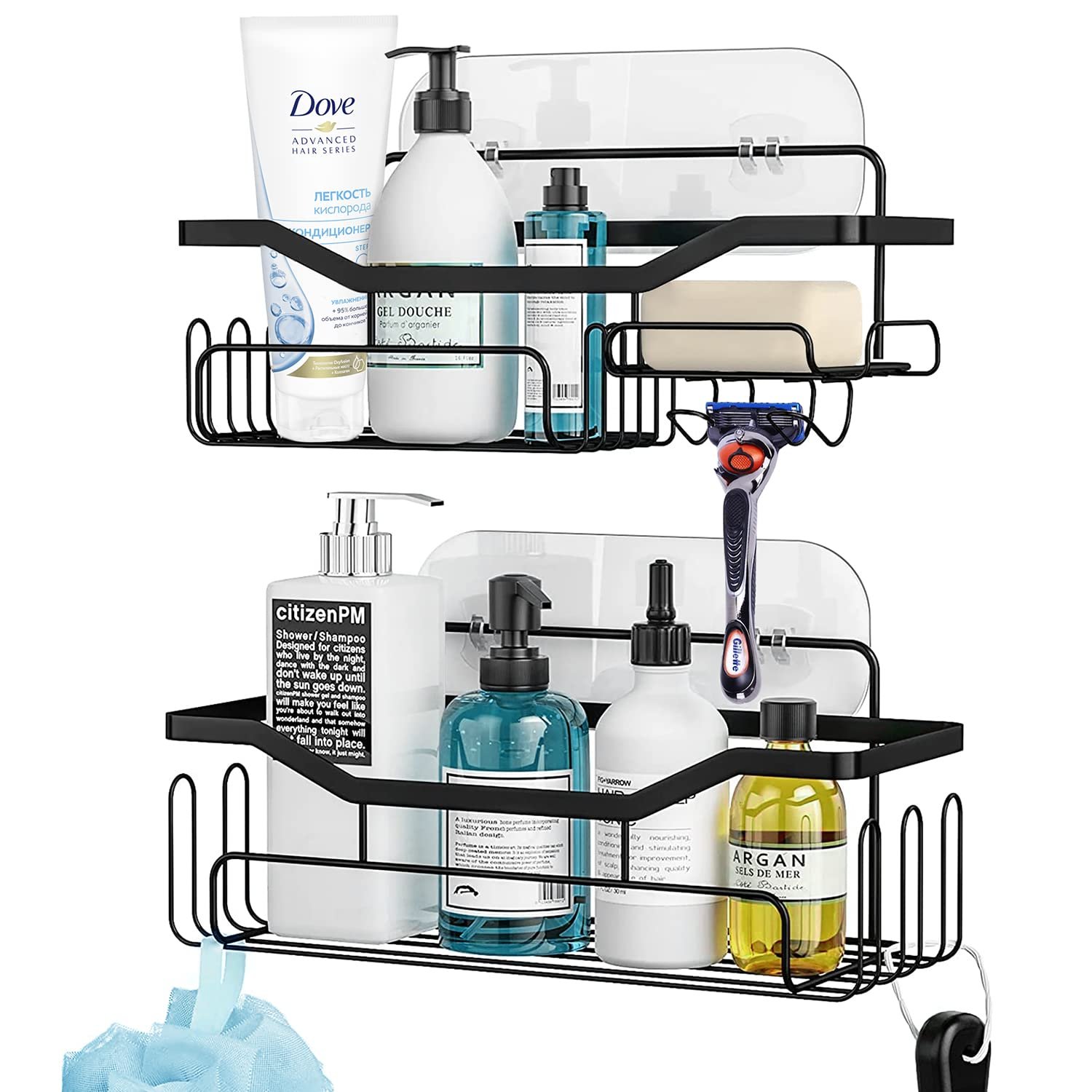 Boperzi Shower Caddy Black Bathroom Organiser - Stainless Steel Wall Home & Kitchen:
ʼwall hooks for bathroomʼ