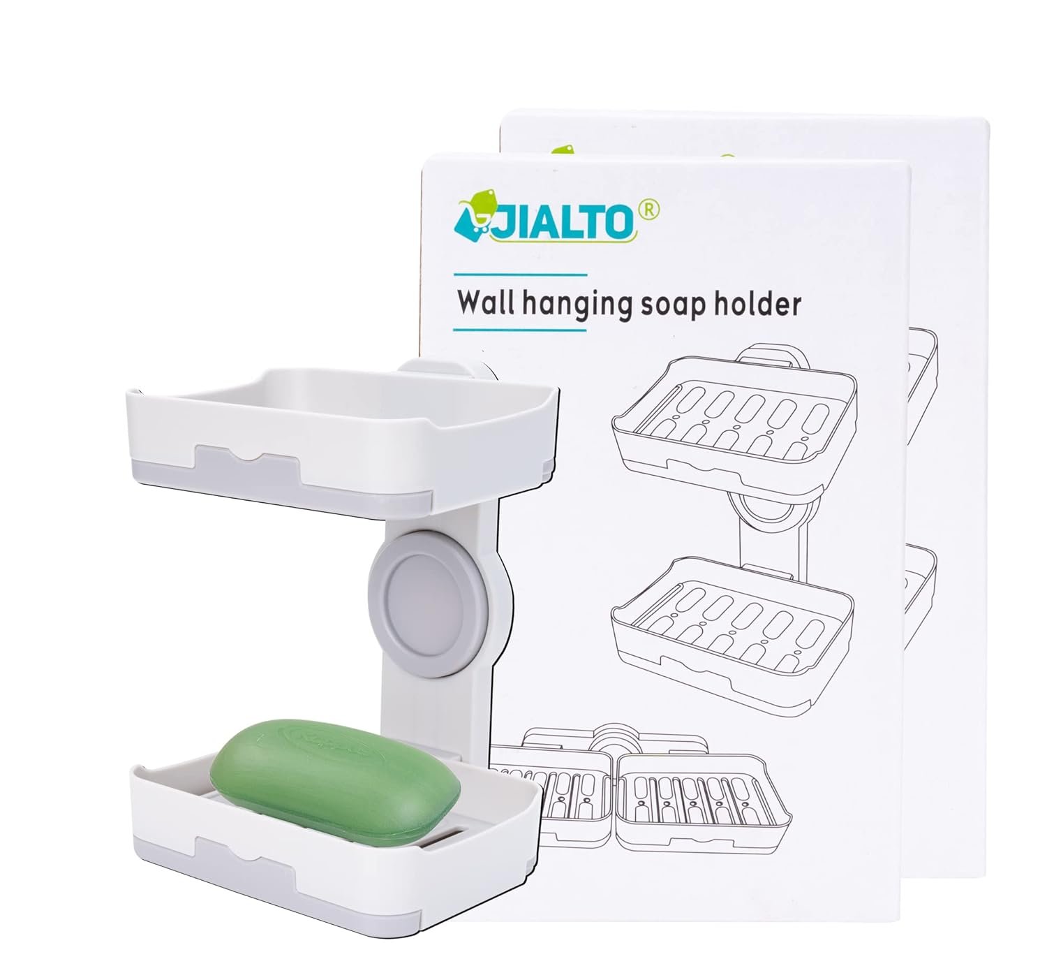 JIALTO Plastic Wall Mounted Double Layers Soap Dish Saver with Home & Kitchen:
ʼwall hooks for bathroomʼ