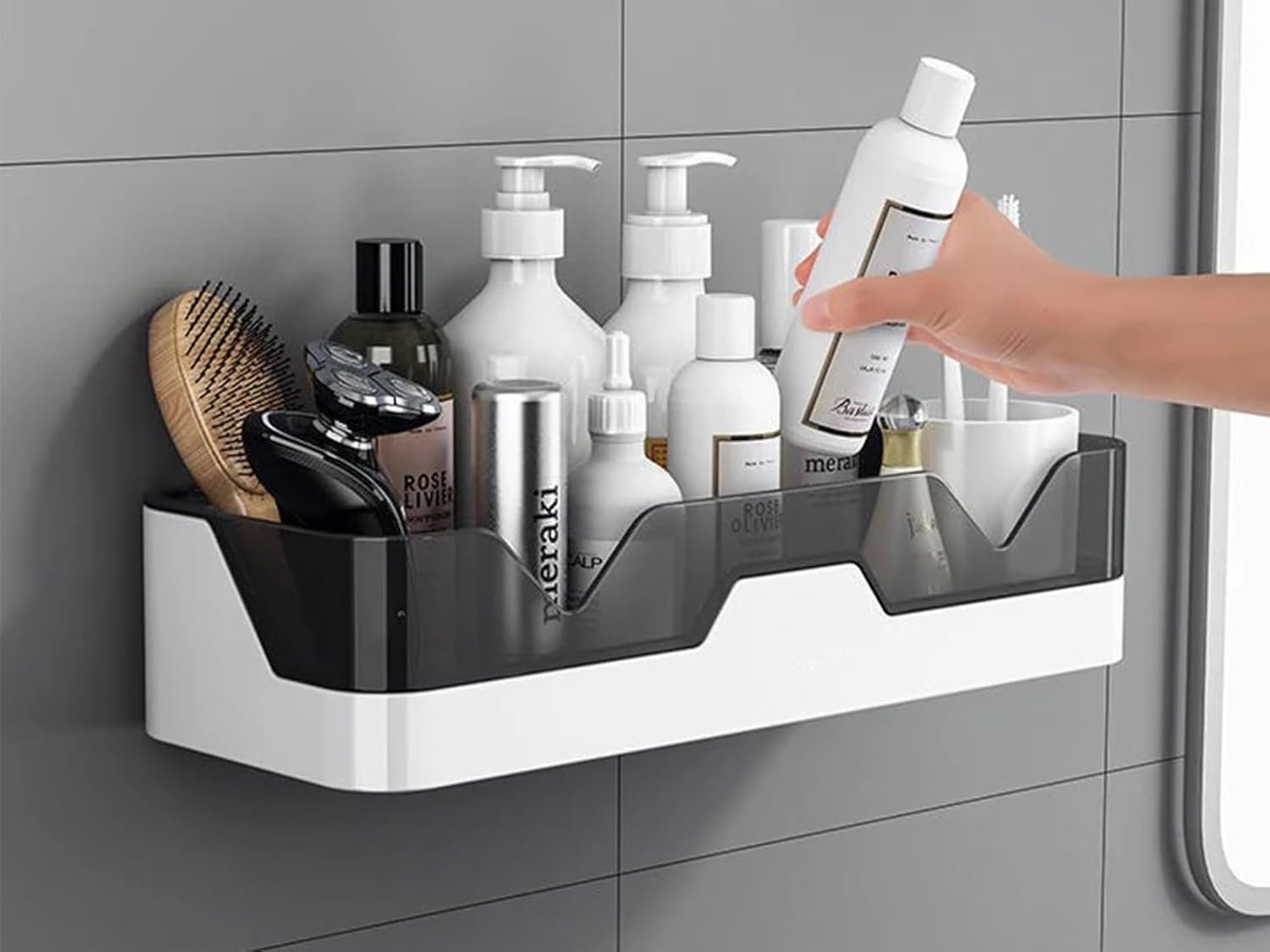 Leawall Self-Adhesive Plastic Bathroom Rack - Wall Mounted Shelf Organizer Home & Kitchen:
ʼwall hooks for bathroomʼ