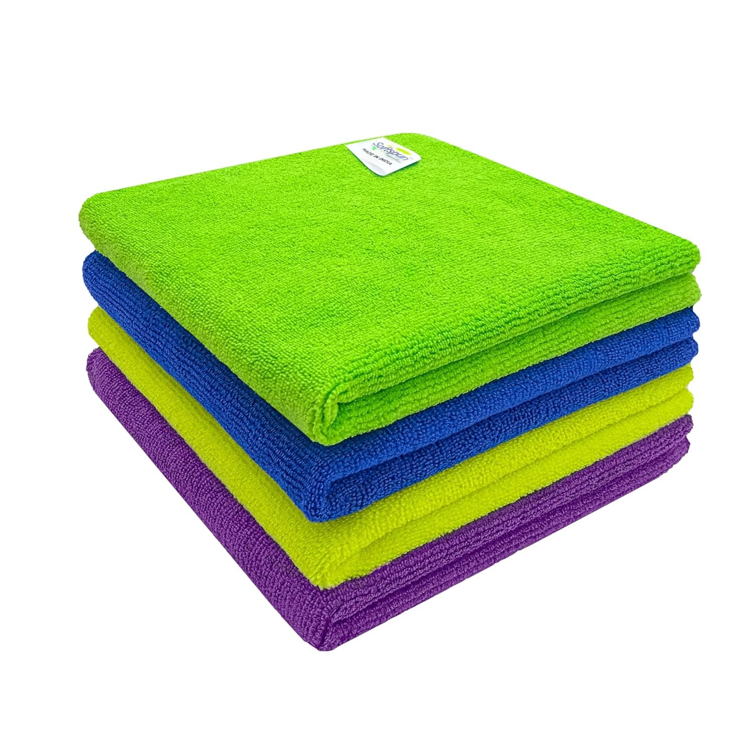 SOFTSPUN Microfiber Cleaning Cloths, 4pcs 40x40cms 340GSM Multi-Colour! Highly Absorbent home kitchen