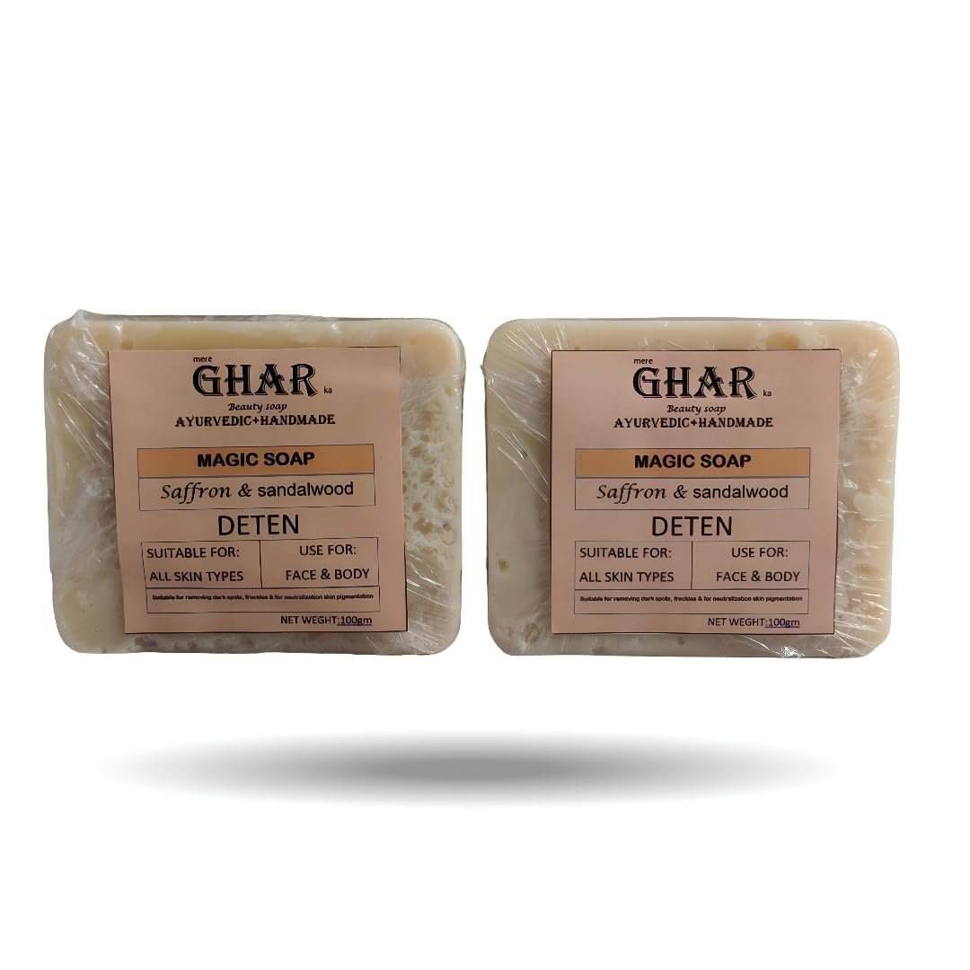 Saffron & Sandalwood Herbal Soap (100 Gms Pack Of 2) Ghar Soaps Sandalwood & Saffron Magic Soap 300 g