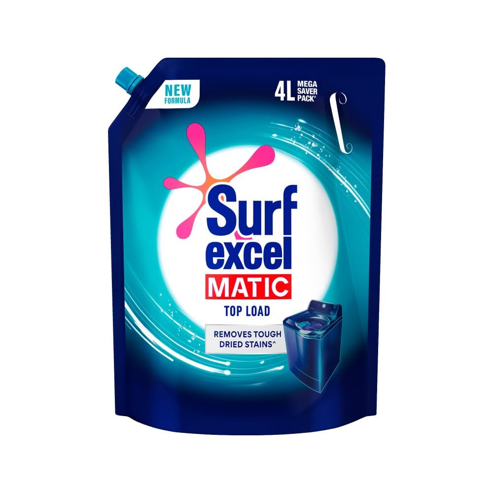 Surf Excel Matic Top Load Liquid Detergent 4L Refill Pouch, grocery