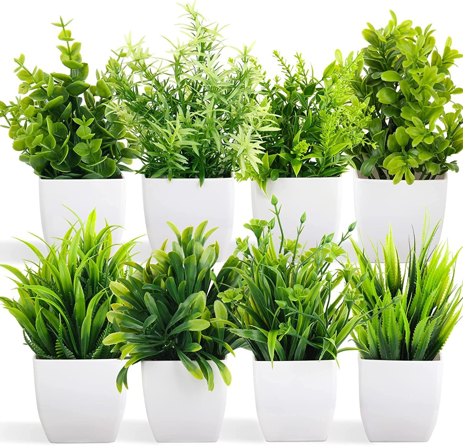 Dekorly Artificial Potted Plants, 8 Pack Artificial Plastic Eucalyptus Plants home kitchen