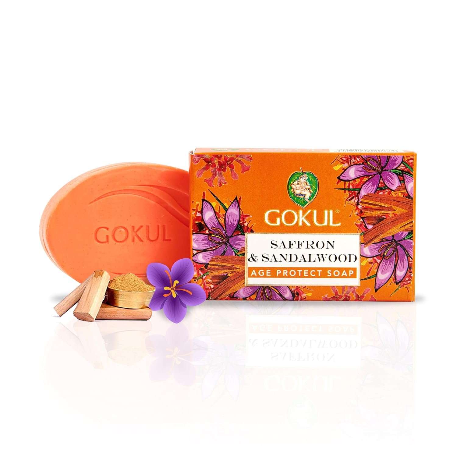 Gokul Santol Saffron Soap Pack of 3 - Nourishing Saffron Mysore Sandal Soap pack of 3 (450 g)