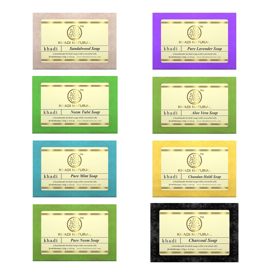 Khadi Natural Combo Assorted Soap Gift Set | Natural Bathing Mysore Sandal Soap pack of 3 (450 g)