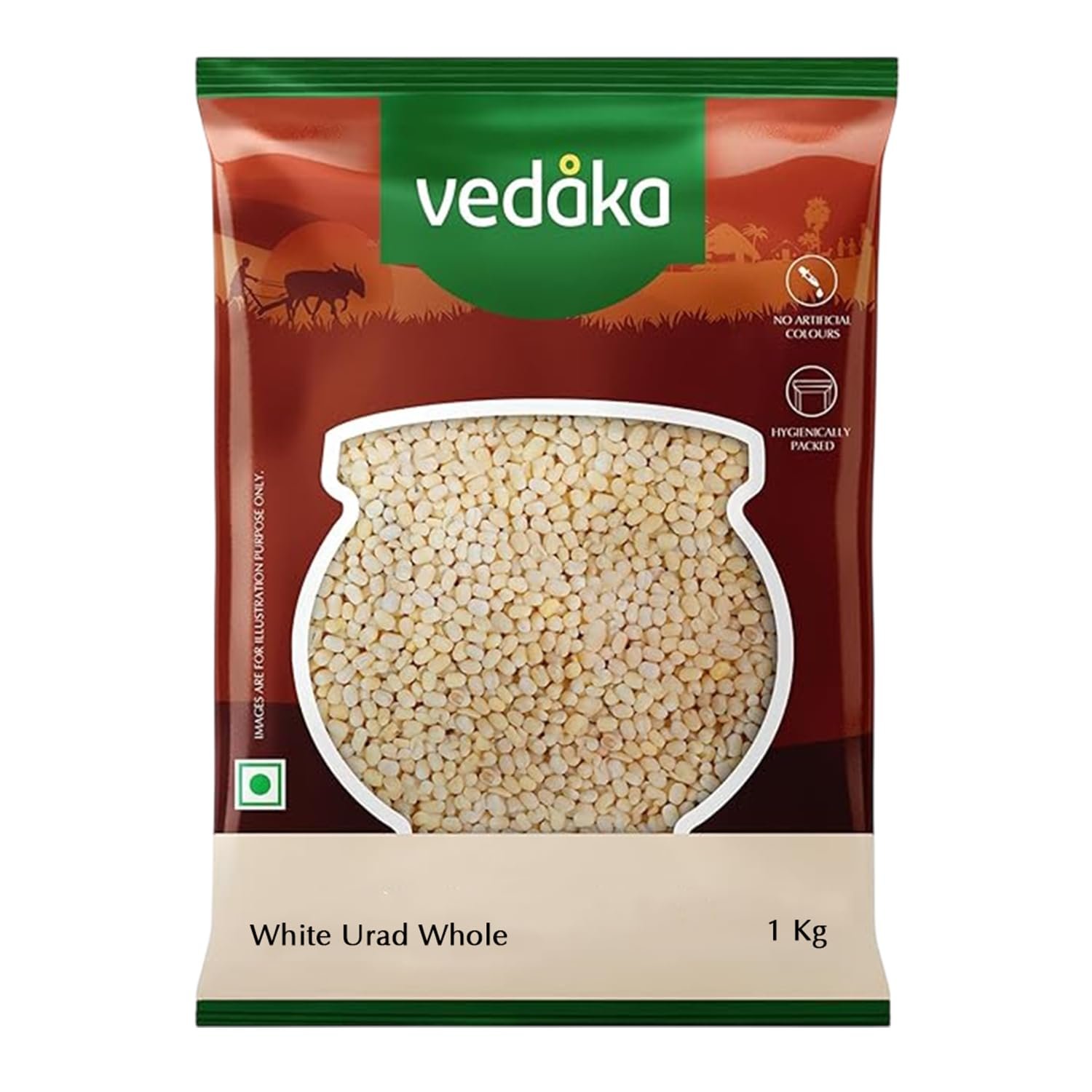 Vedaka Premium White Urad Whole, 1kg grocery