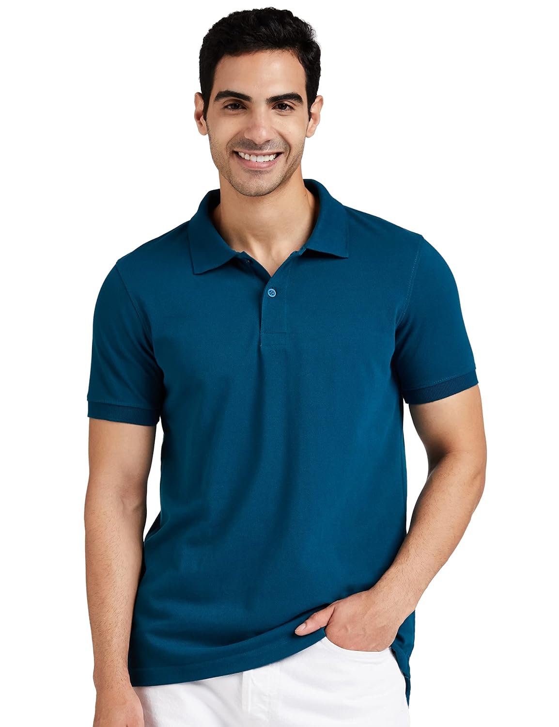 Amazon Brand - Symbol Men's Cotton Rich Solid Polo Tshirt best deals