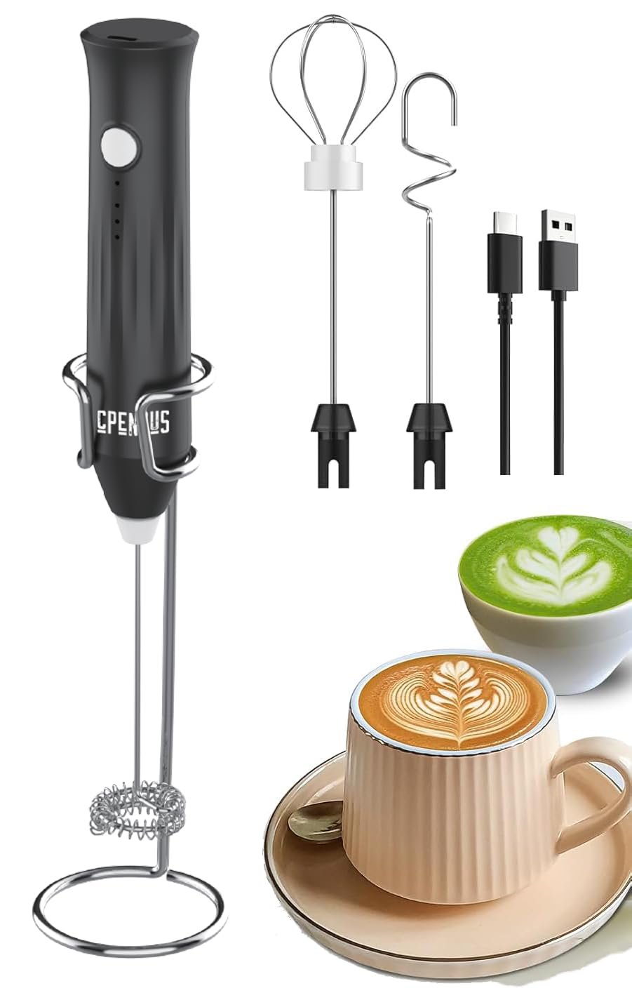 CPENSUS Coffee frother Electric with 3 Whisker & Stand 3-Speed home appliances
