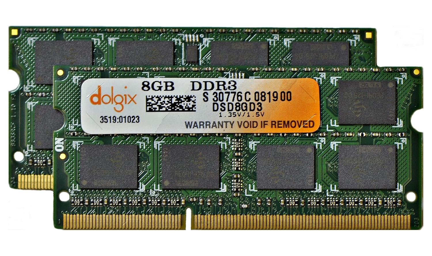 DOLGIX 16GB (2x8GB) DDR3 1333MHz SODIMM PC3-10600 2Rx8 Dual Rank 8GB RAM