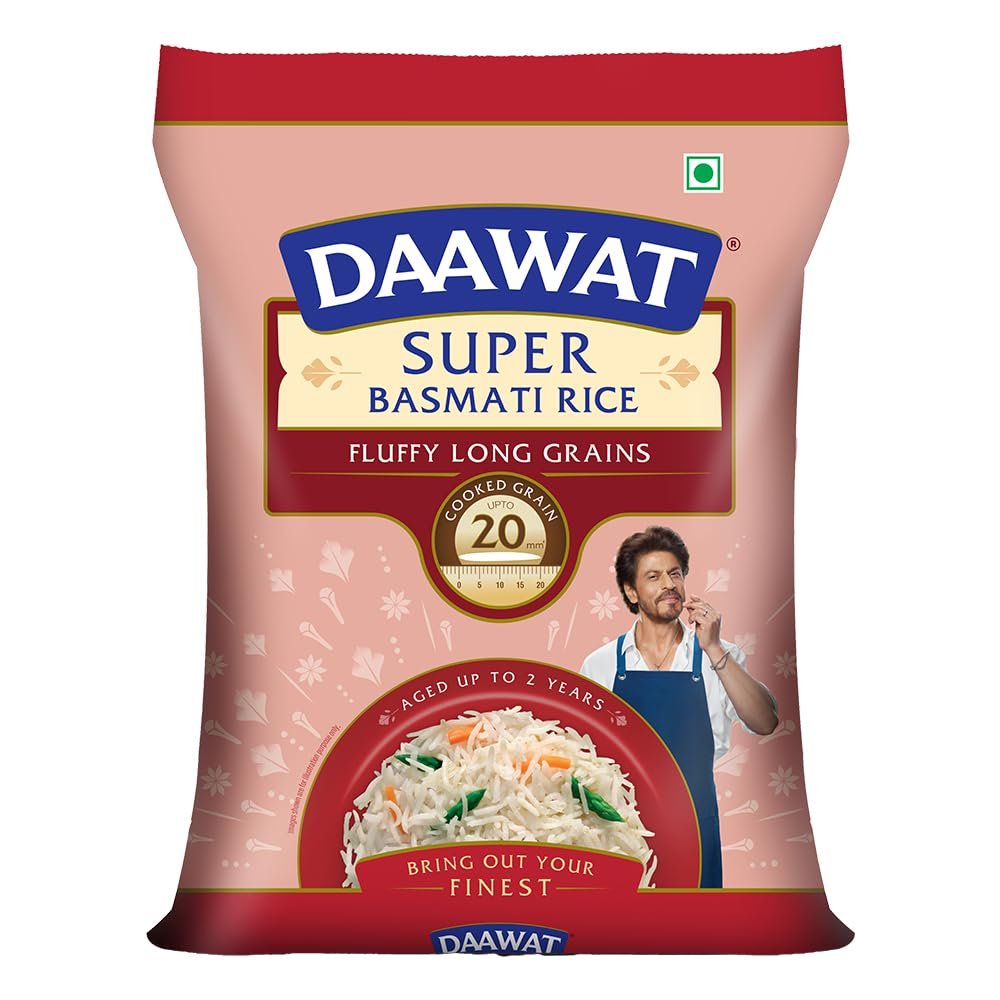 Daawat Super Basmati Rice 5Kg| Fluffy Long Grains| Cooked upto grocery