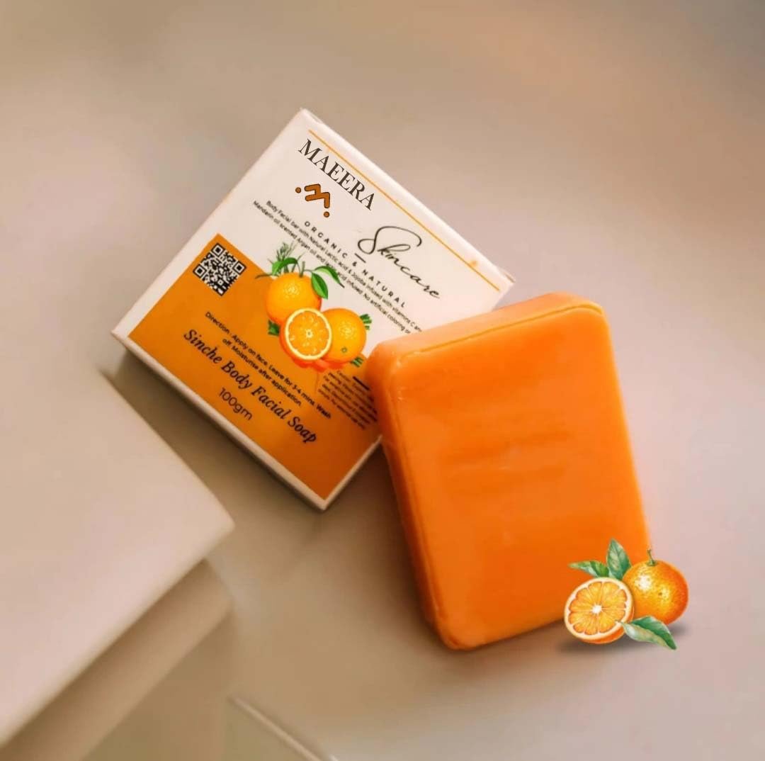 Herbal Orange Kojic Sinche Body and Facial Soap | Gentle Ghar Soaps Sandalwood & Saffron Magic Soap 300 g