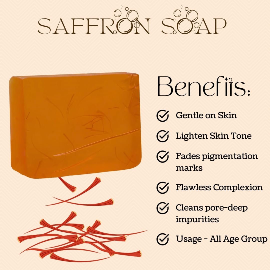 Natural Saffron Soap | Handmade Bathing Soap with Essential Oils Ghar Soaps Sandalwood & Saffron Magic Soap 300 g