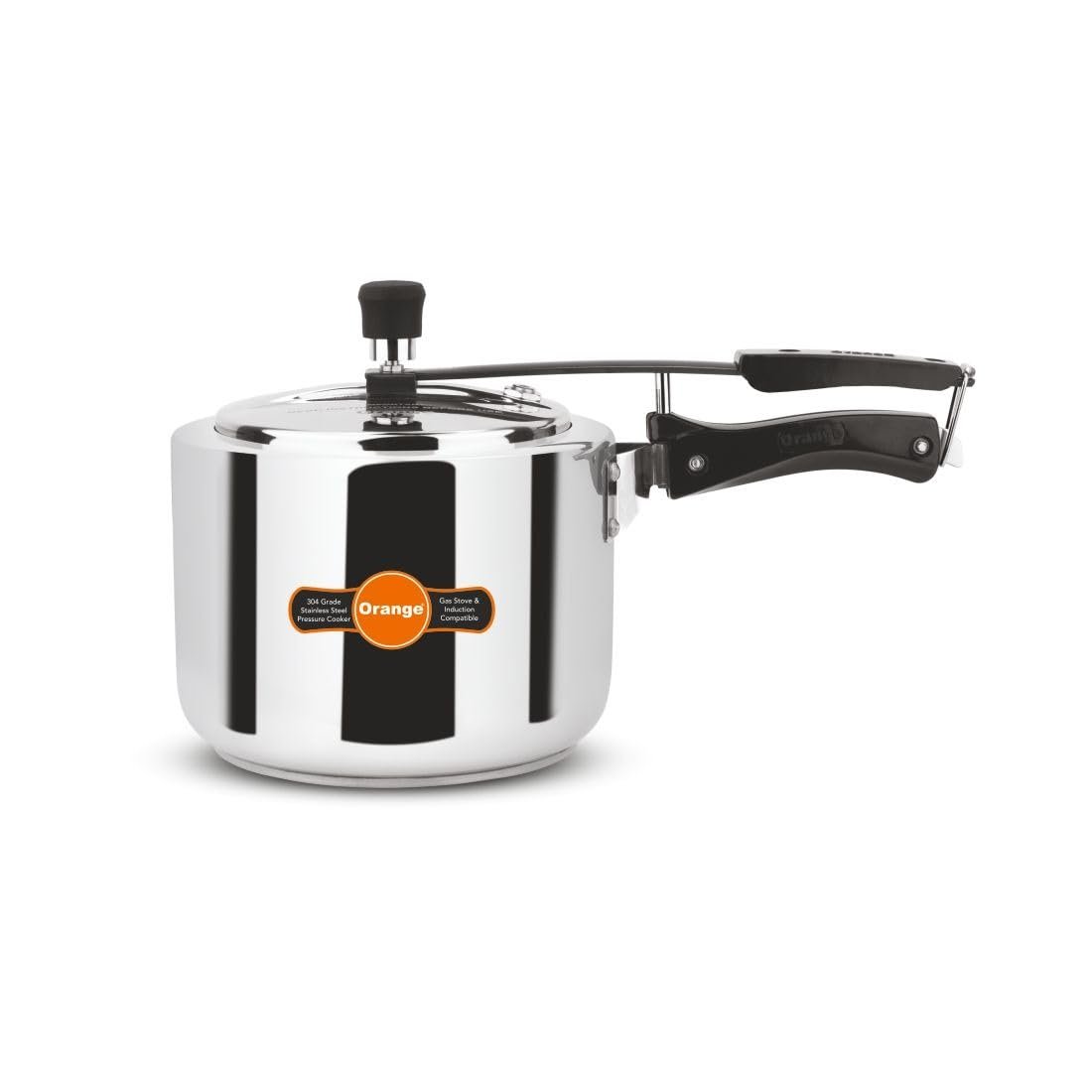 Orange Stainless Steel Inner Lid Pressure Cooker | 3 Litre Butterfly Curve 3 Litre Pressure Cooker