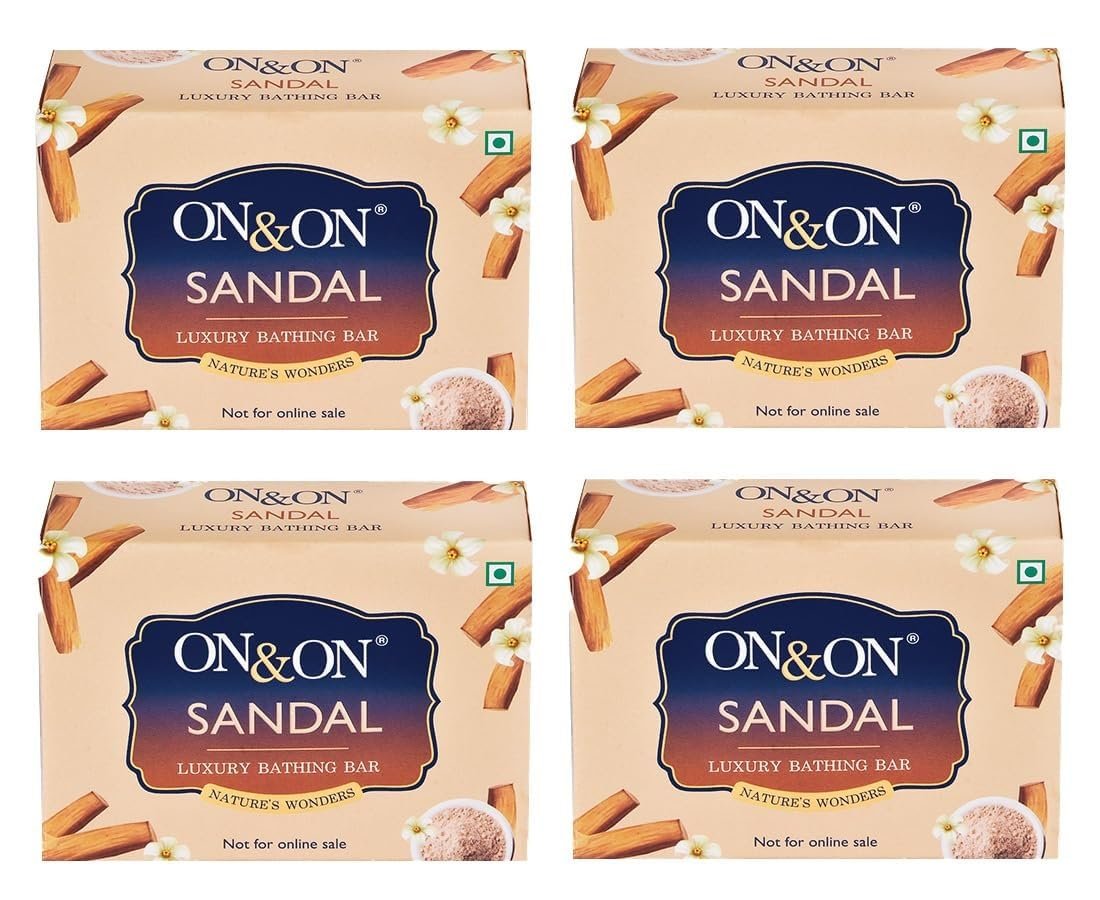 Sandal Luxury Bathing Bar 75g (on&on PACK OF 4) Mysore Sandal Soap pack of 3 (450 g)
