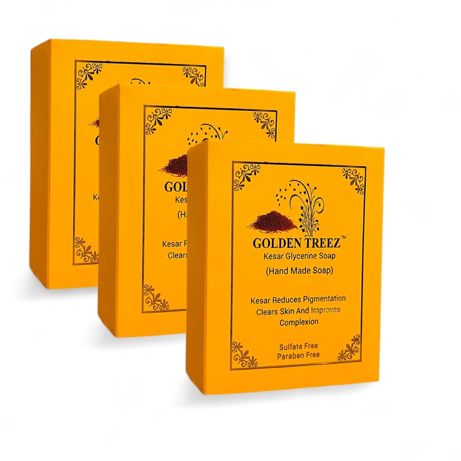 saffron handmade bath soap for tan removal, acne (pimples) Natural, Ghar Soaps Sandalwood & Saffron Magic Soap 300 g