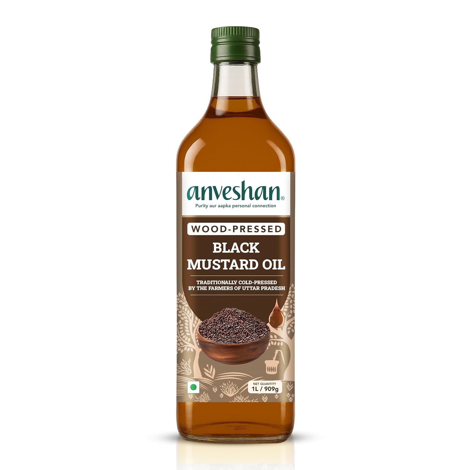Anveshan Wood Cold Pressed Mustard Oil - 1L (Extracted on grocery