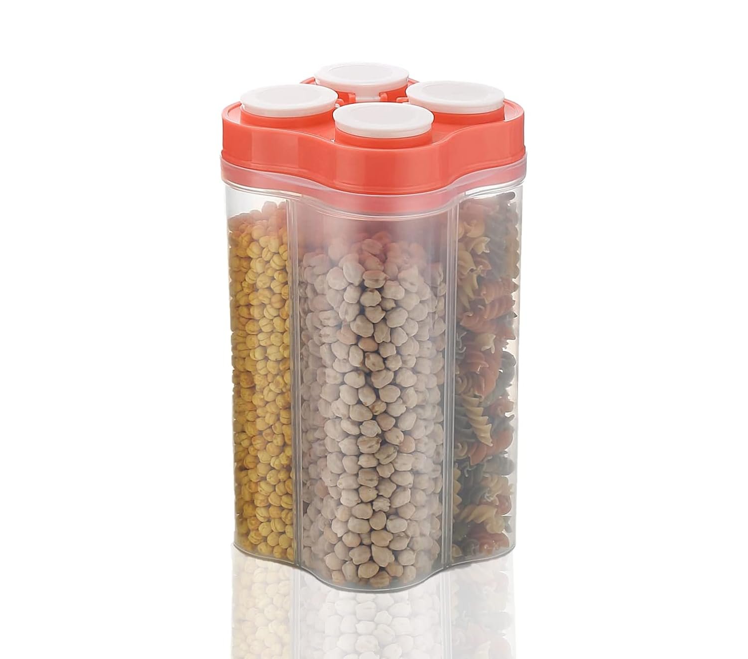 Clazkit Airtight Transparent Plastic Lock Food Storage 4 Section Container grocery