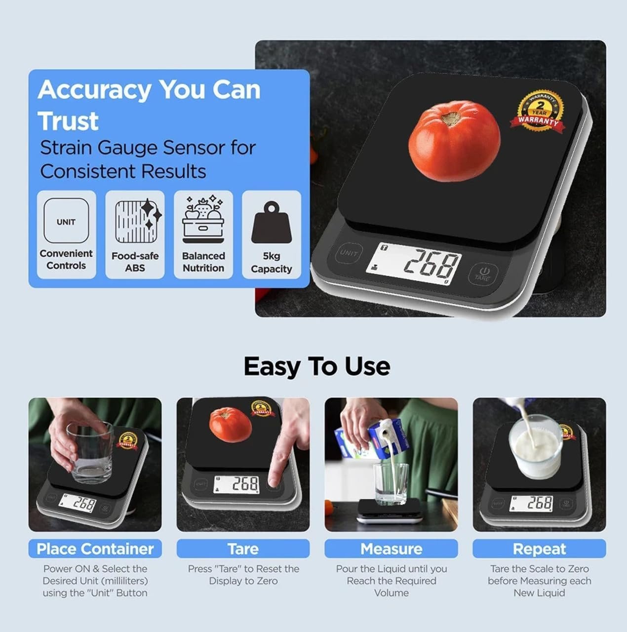 Digital Kitchen Weighing Scale 5KG/10KG – Food Weighing Machine with ʼkitchen weighing scale digitalʼ