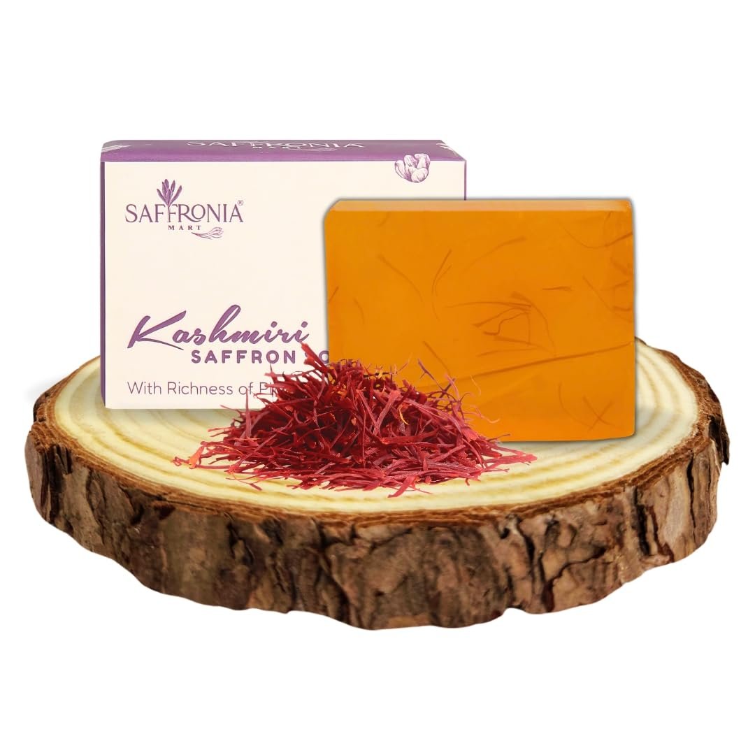 Handmade Saffron Soap | Natural Bathing Bar with Essential Oils Ghar Soaps Sandalwood & Saffron Magic Soap 300 g