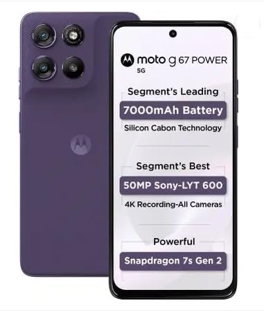 Motorola G67 Power 5G (Pantone Parachute Purple, 8GB RAM, 128GB 8GB RAM