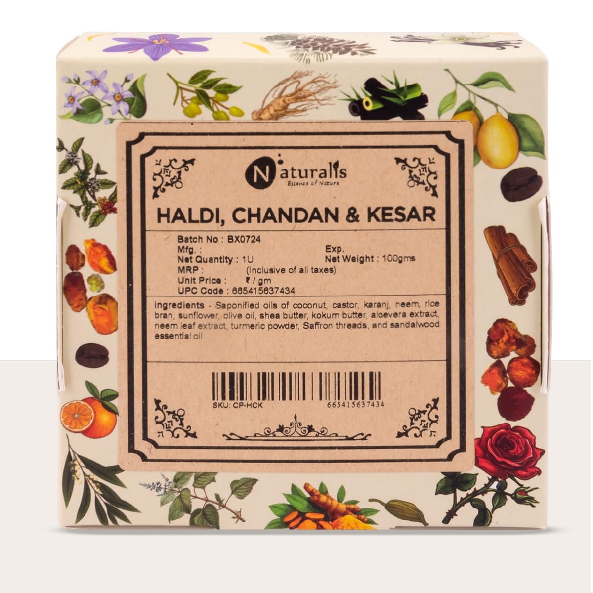 Naturalis Chandan Soap – Handmade Cold-Pressed Soap with Organic Haldi Ghar Soaps Sandalwood & Saffron Magic Soap 300 g