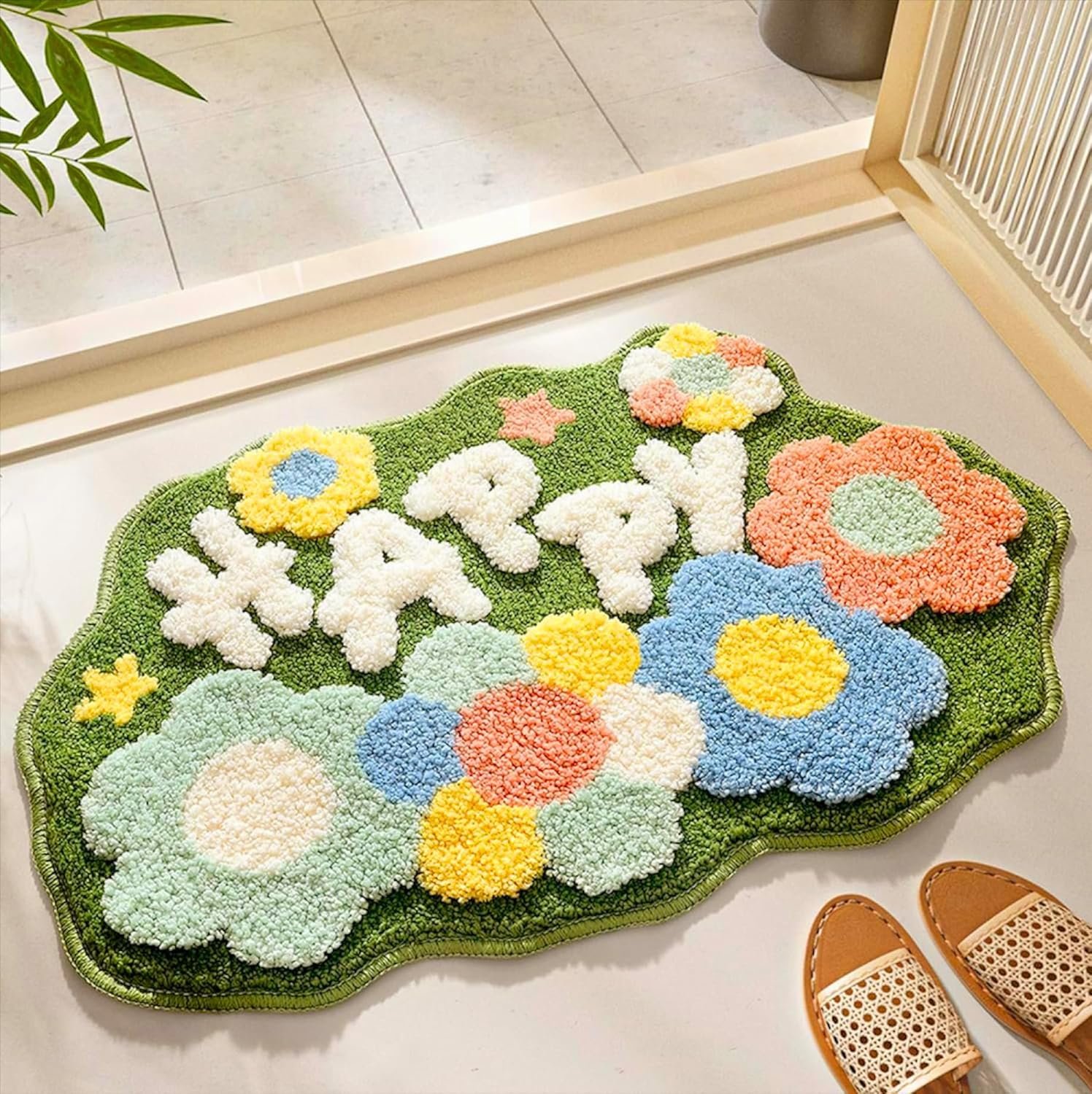 Roseate Happy Super Soft Anti-Skid (40x60 cm) Super Absorbent Mats home kitchen
