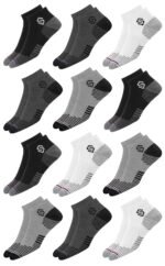 SJeware 12 Pairs Solid Cotton Ankle Socks Pack