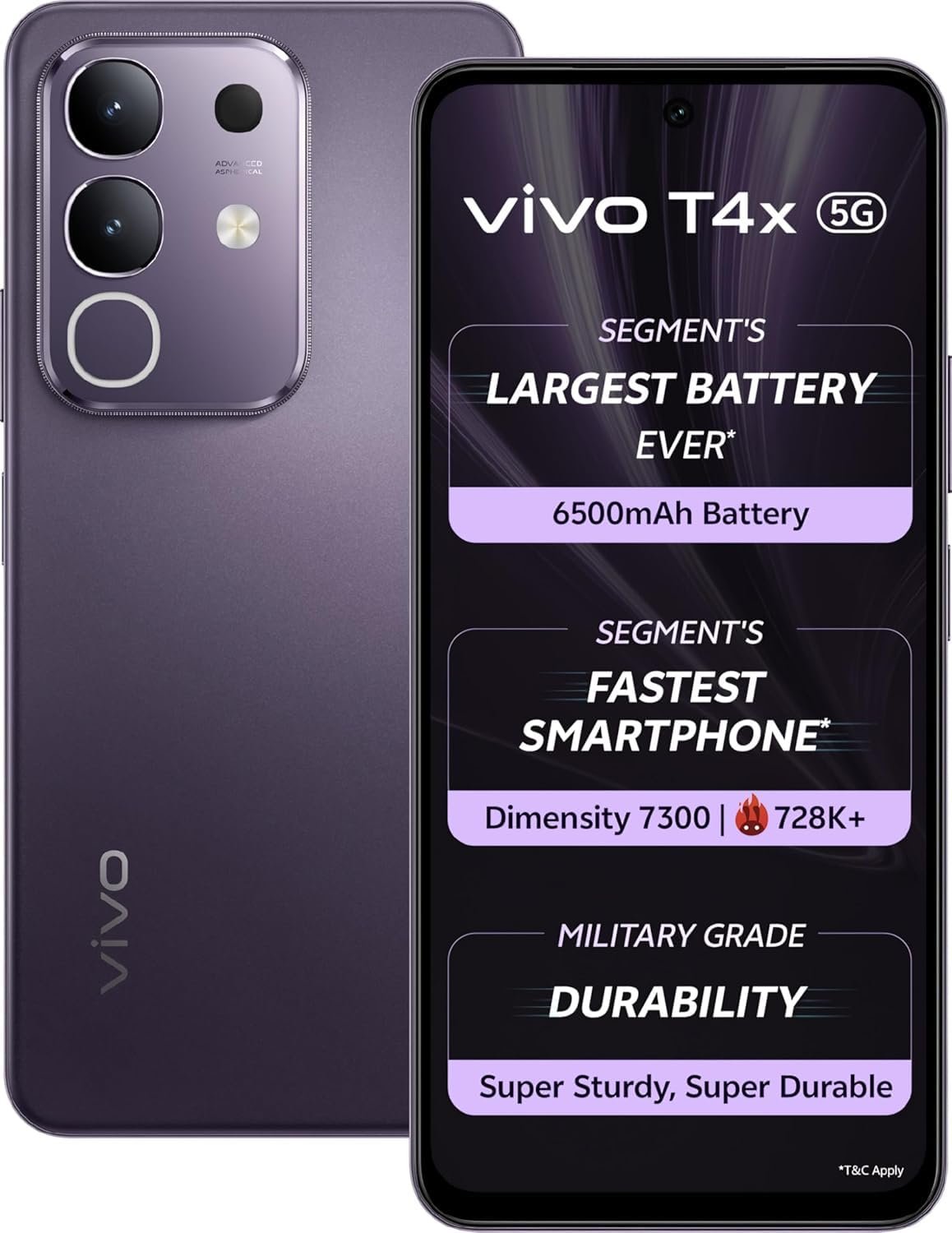 vivo T4x 5G (Pronto Purple, 8GB RAM + 256GB Storage) 8GB RAM