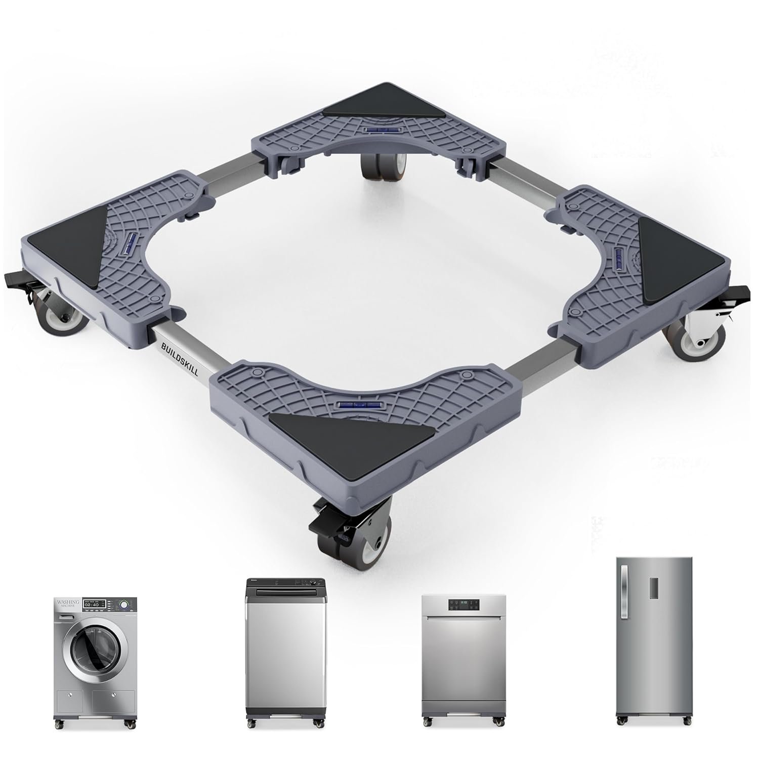 BUILDSKILL 200Kg Washing Machine Stand Adjustable | SS Tubes | home appliances