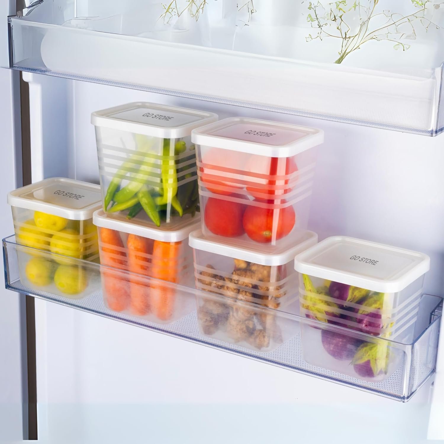 GO STORE Pack of 6 Fridge Storage Boxes, Freezer & home kitchen