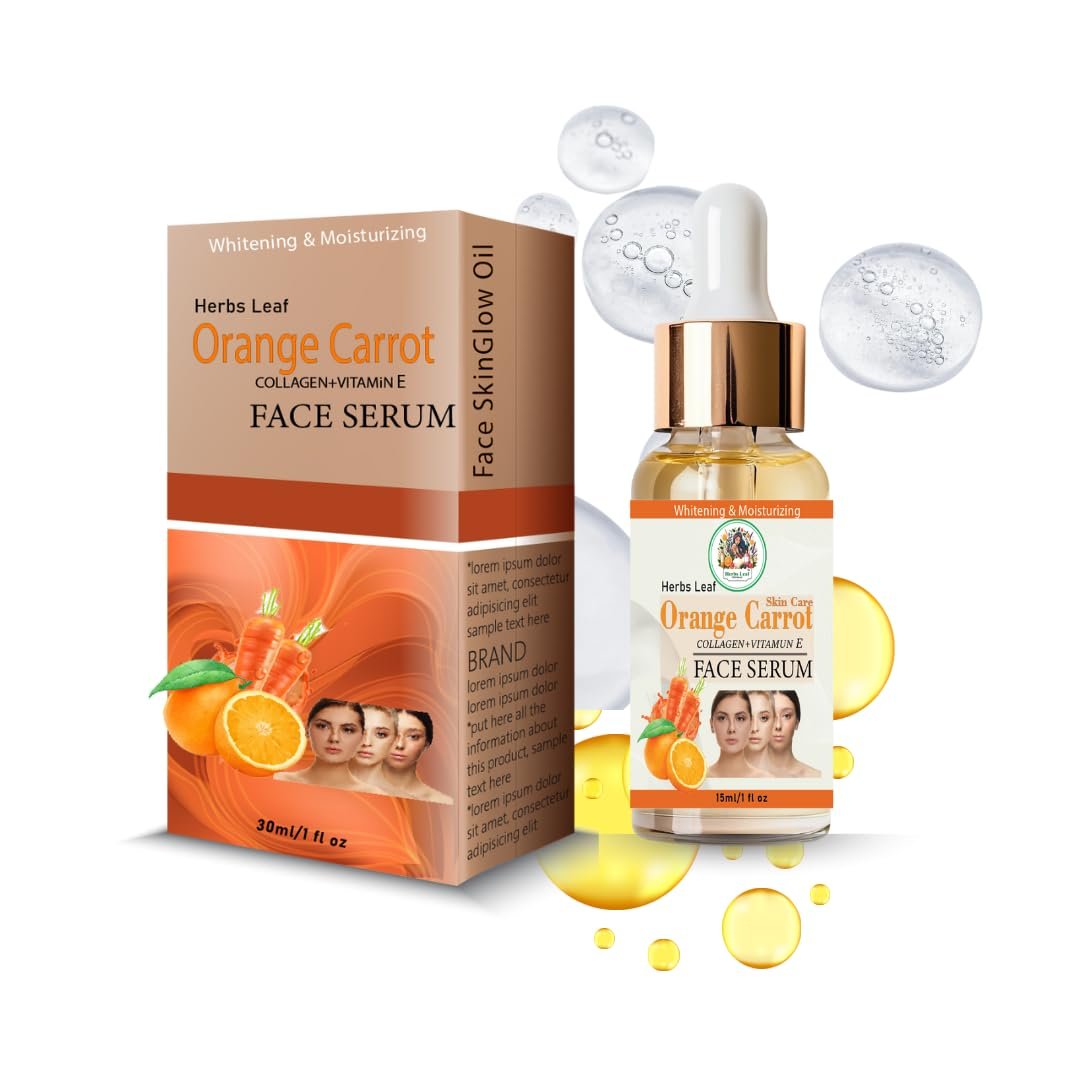 HerbsLeaf Skin Naturals, Face Serum, Increases Skin's Glow Instantly and Garnier Bright Complete Vitamin C Booster Serum 30 ml