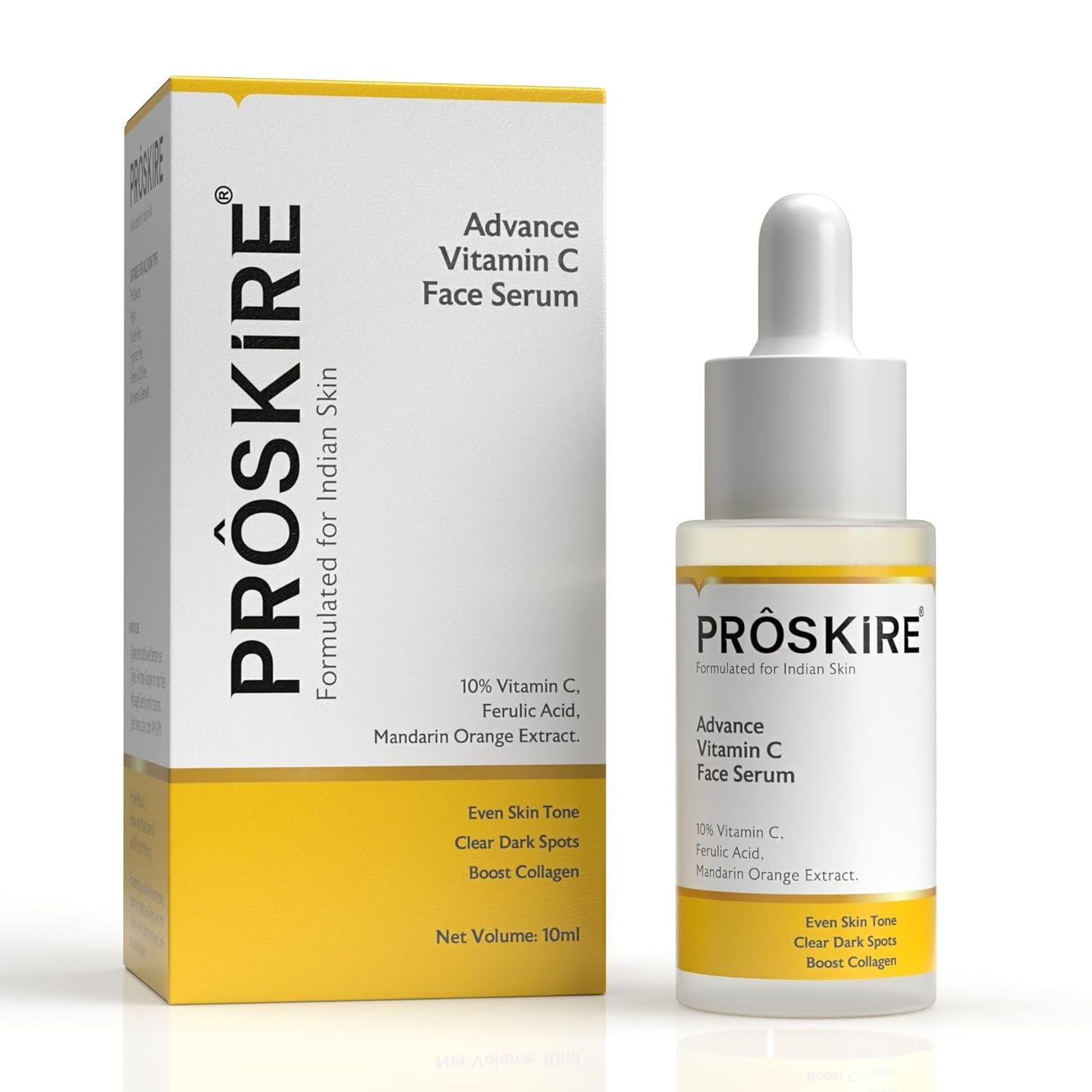 Proskire Advance 10% Vitamin C Face Serum with Ferulic & Garnier Bright Complete Vitamin C Booster Serum 30 ml