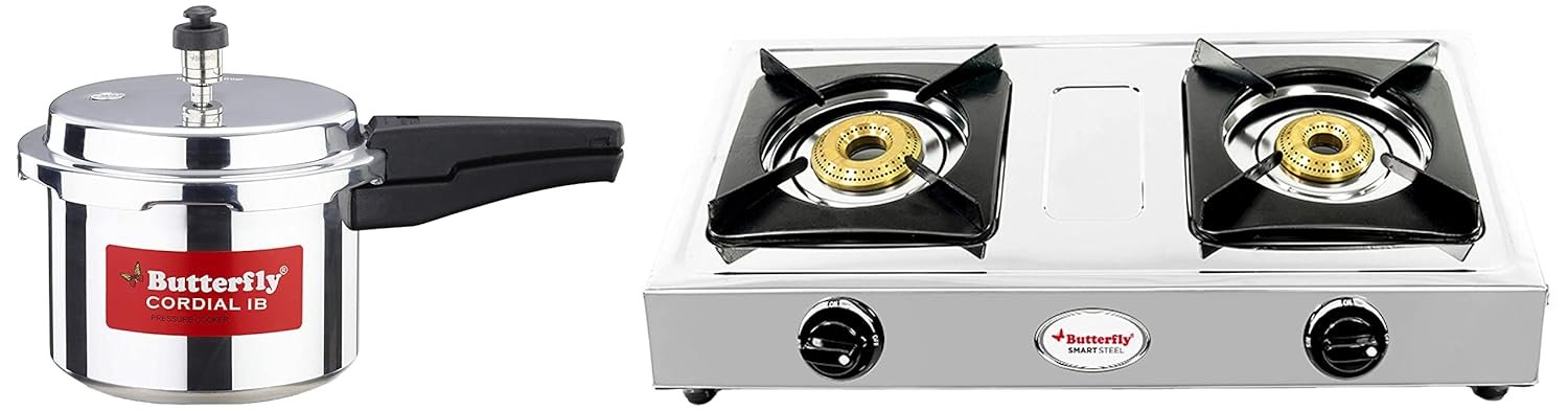 Butterfly Cordial Induction Base Aluminium Pressure Cooker with Outer Lid, Butterfly Curve 3 Litre Pressure Cooker