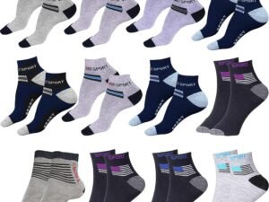 SJeware 12 Pairs Solid Cotton Ankle Socks Pack