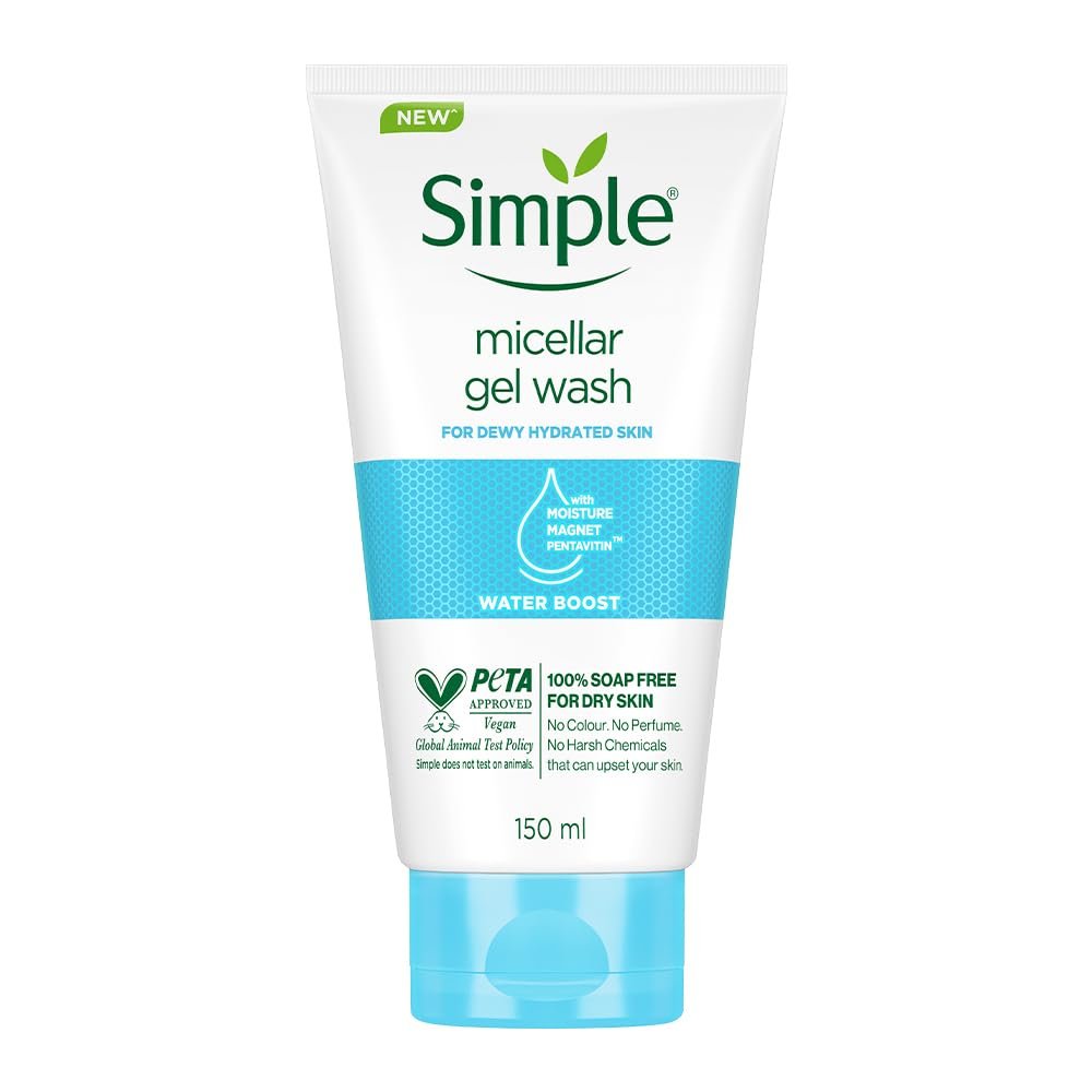 Simple Water Boost Micellar Gel Wash| 100% Soap Free | Cetaphil Gentle Skin Hydrating Face Wash 125 ml