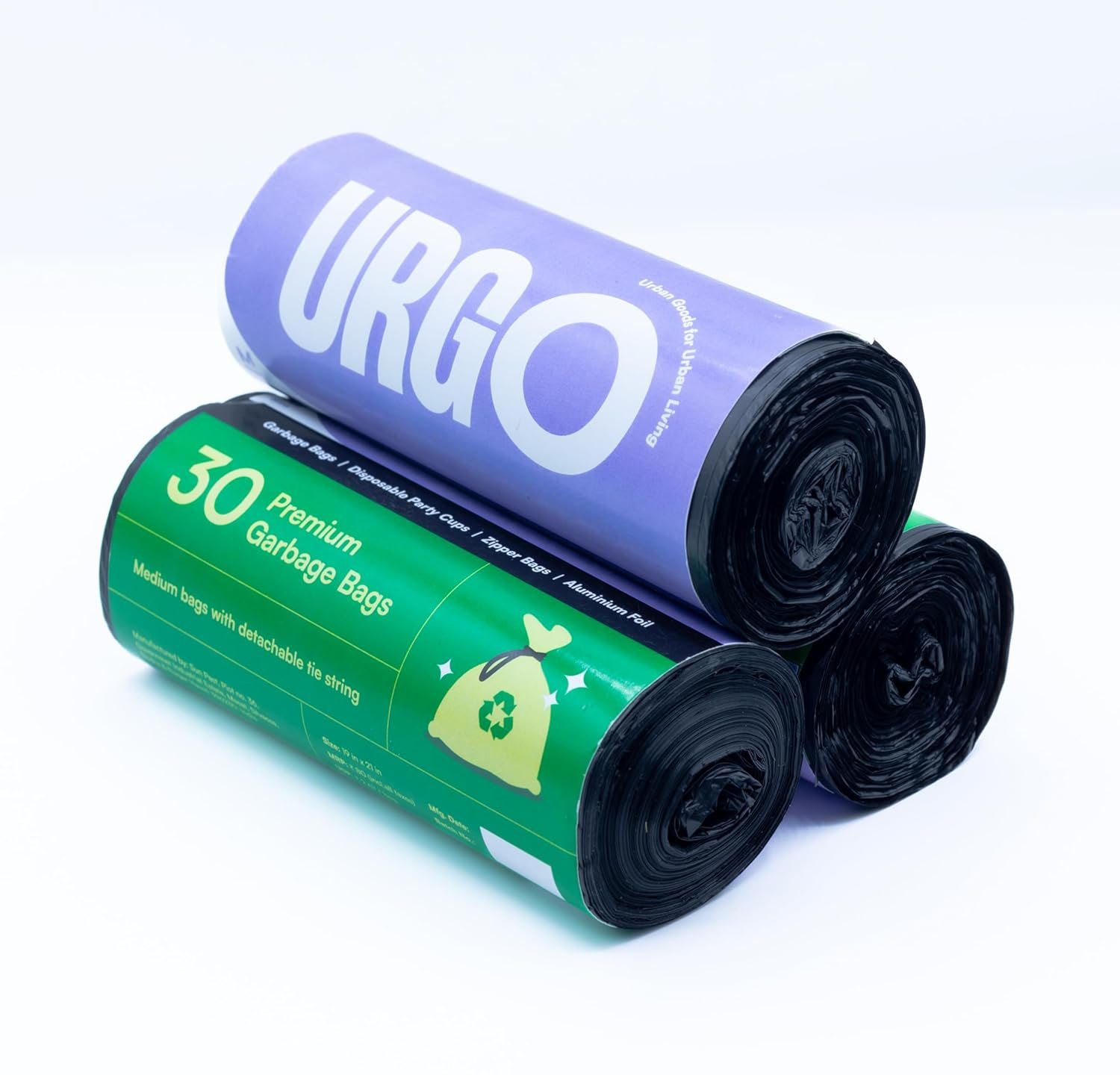 URGO Premium, Export Quality Garbage Bags with Tie String - ʼgarbage bags medium 30 pcsʼ